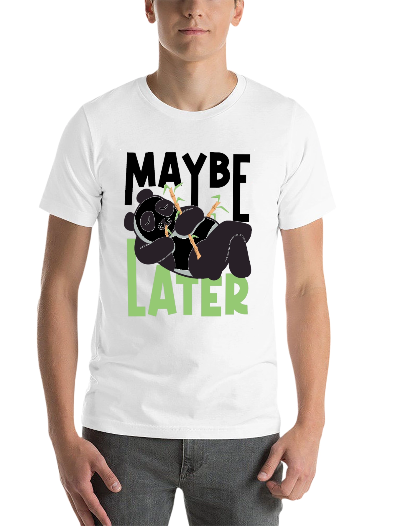 Black Maybe Later Panda T-Shirt - Funny Graphic Tee view 14
