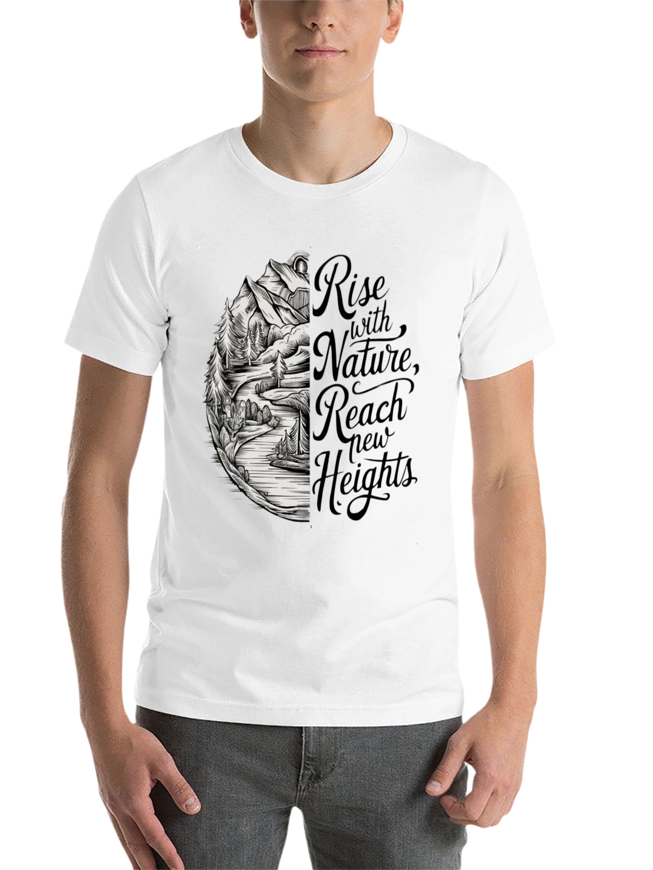 Black Nature Inspired T-Shirt - Rise with Nature view 14
