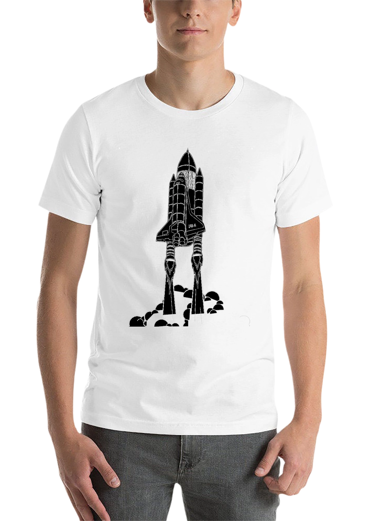 Black Space Shuttle Graphic Tee - Black Cotton Blend view 14