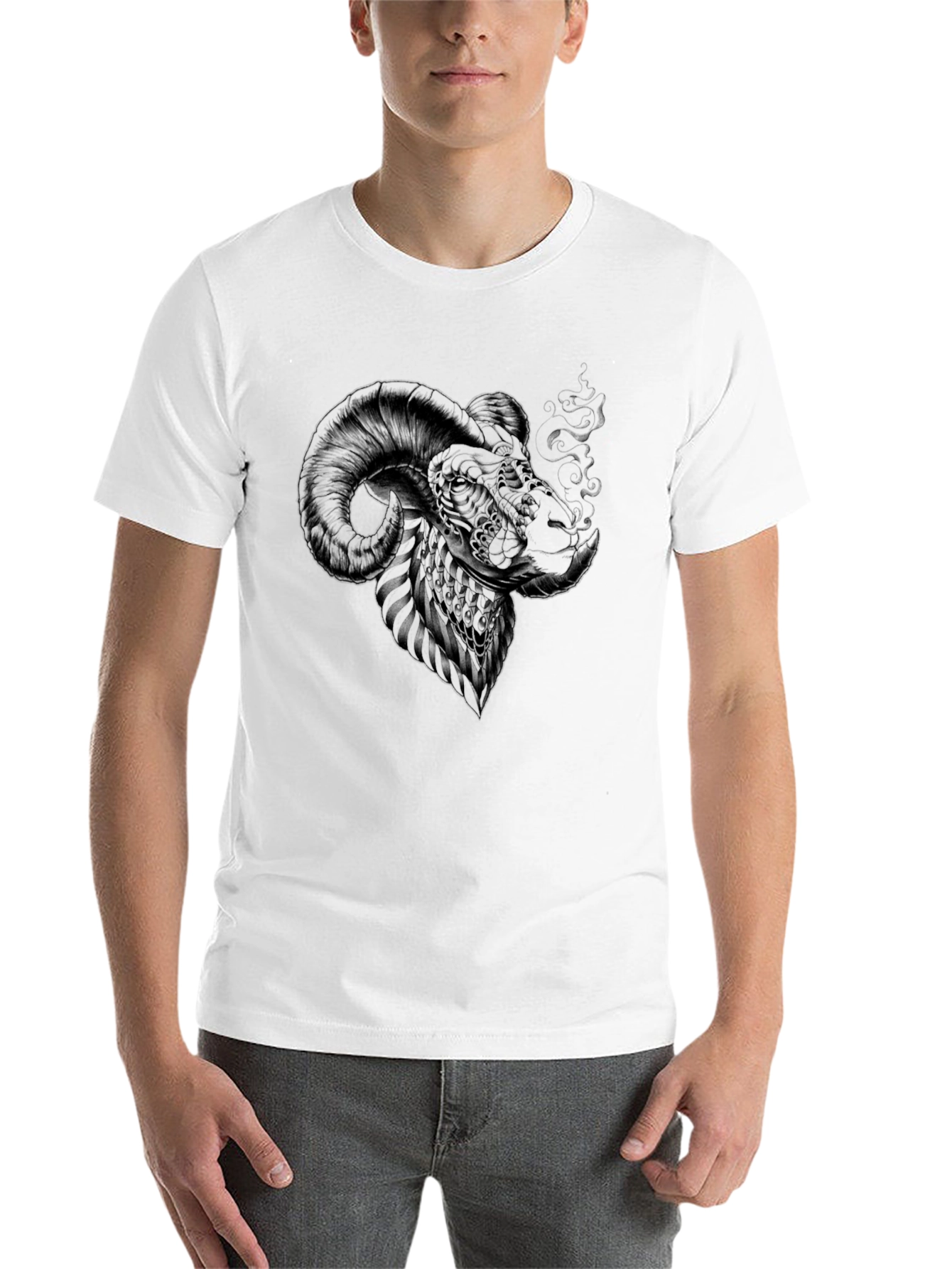 Black Ram Head Graphic Tee - Black T-Shirt view 14