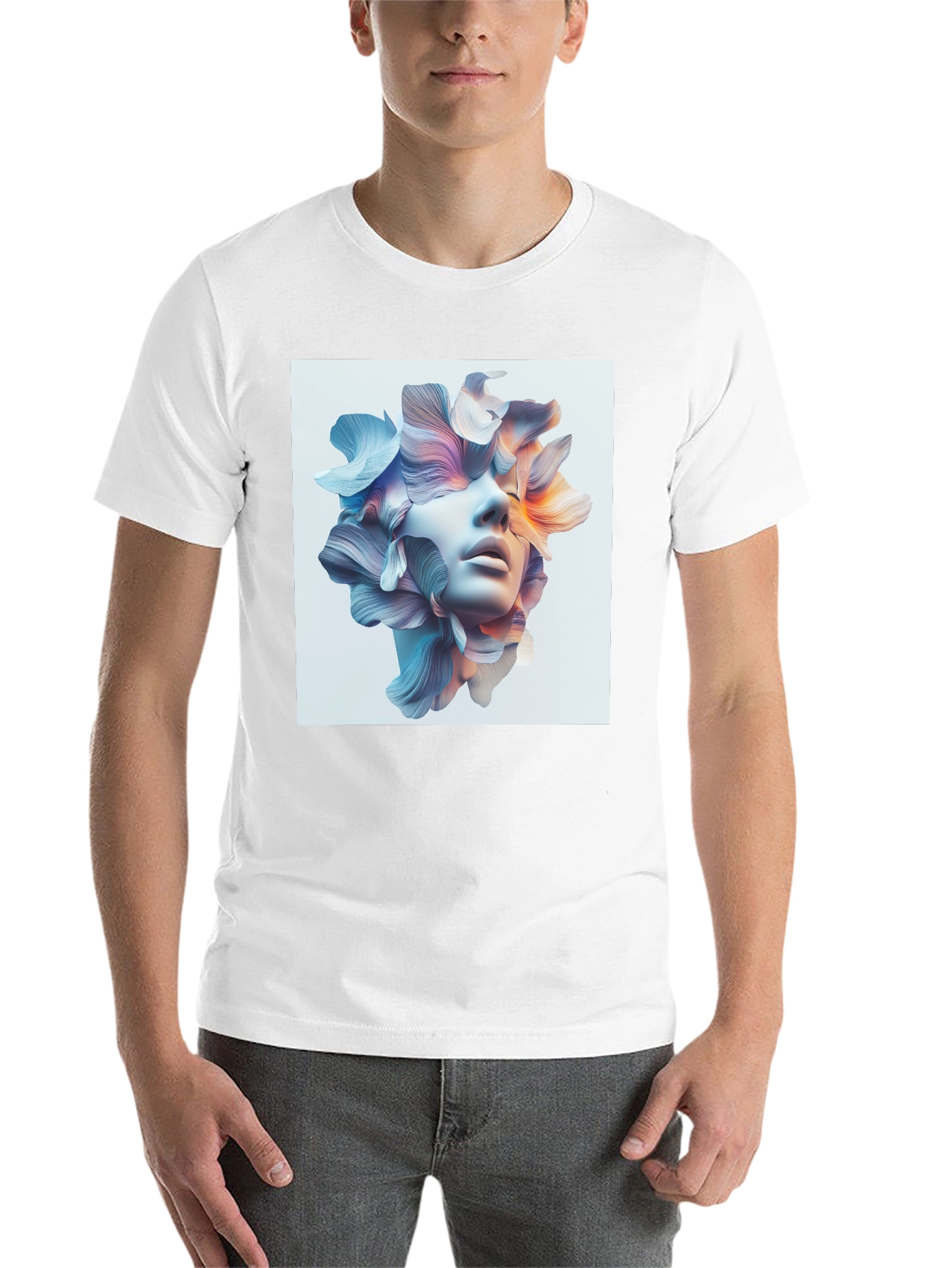 Black Floral Face Graphic Tee - Modern Art T-Shirt view 14