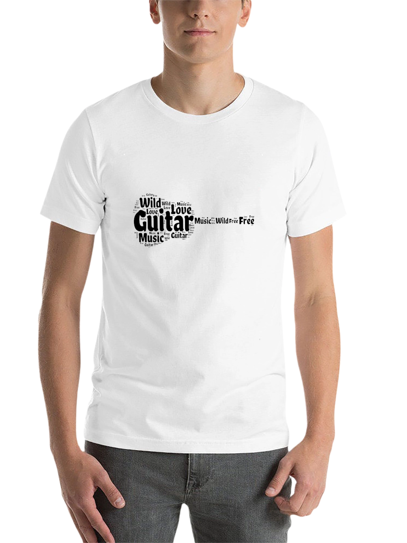 Black Guitar Music Word Art Tee - Black view 14