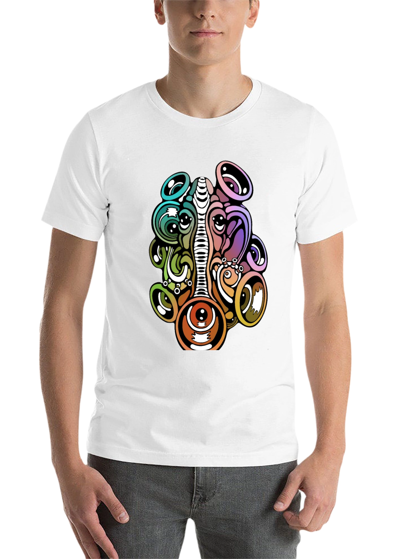 Black Psychedelic Eye Graphic T-Shirt - Unique Design view 14