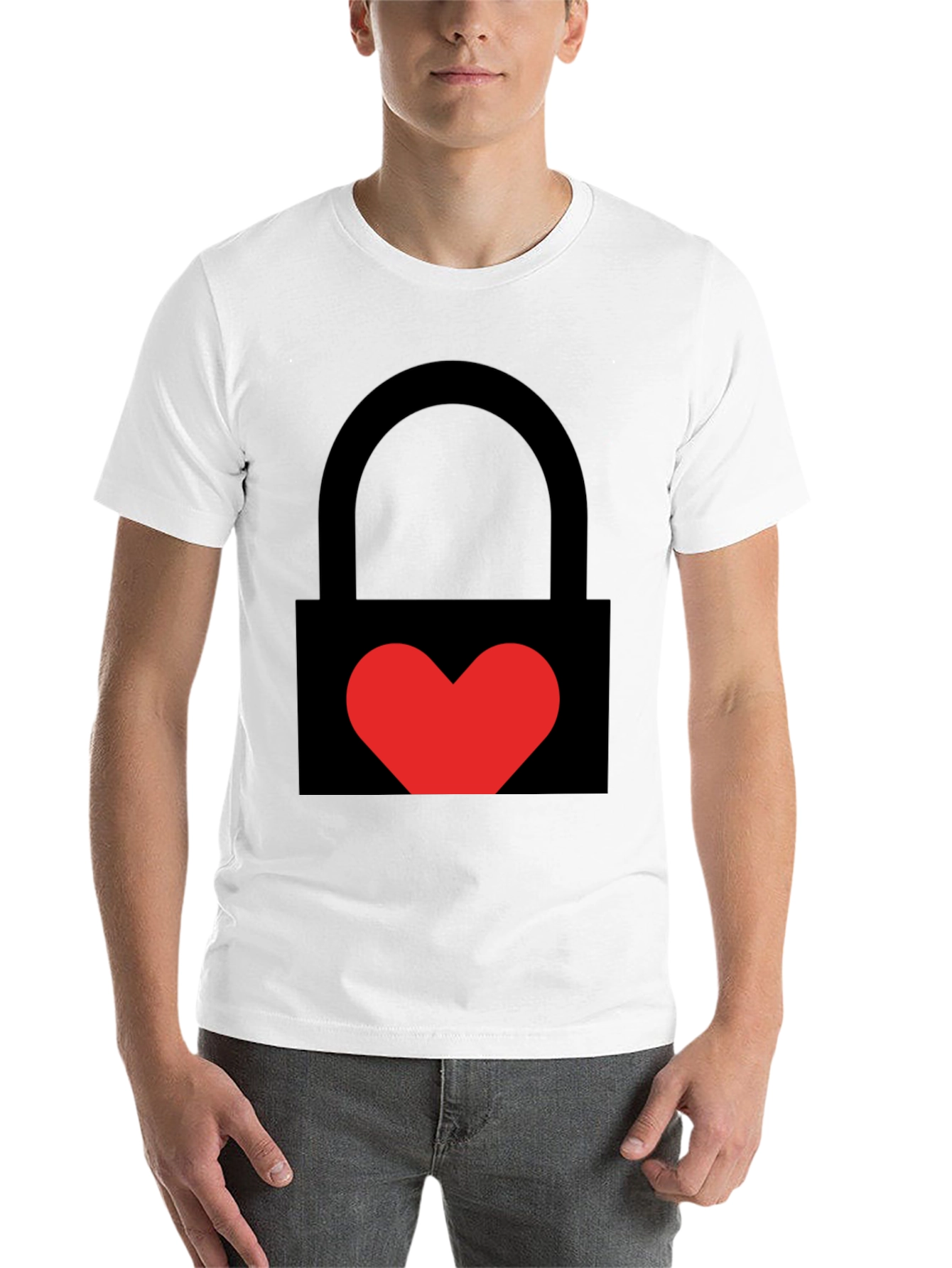 Black Heart Lock Graphic Tee - Stylish Unisex Black T-Shirt view 14
