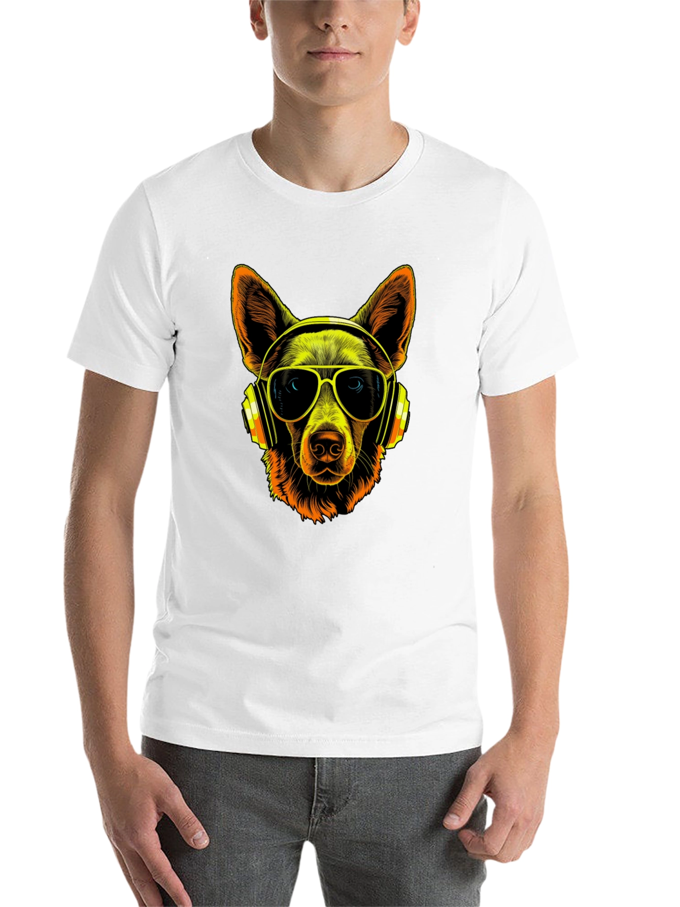 Black Dog DJ T-Shirt - Cool Canine with Headphones & Shades view 14