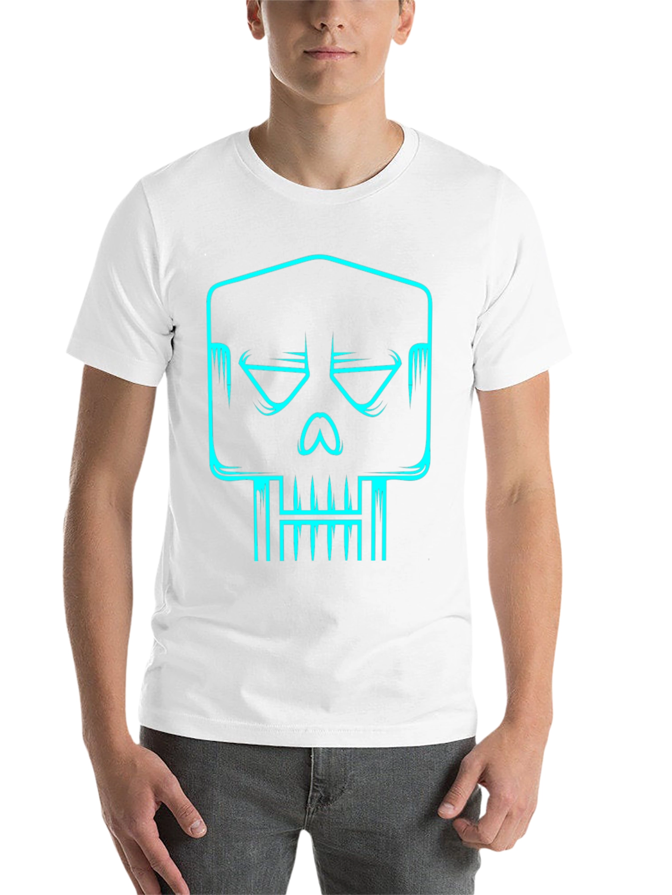 Black Cyber Skull Graphic Tee - Black Cotton T-Shirt view 14
