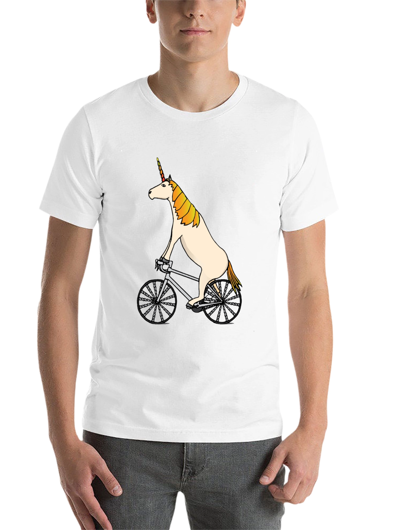 Black Unicorn Riding a Bike T-Shirt - Funny Graphic Tee view 14