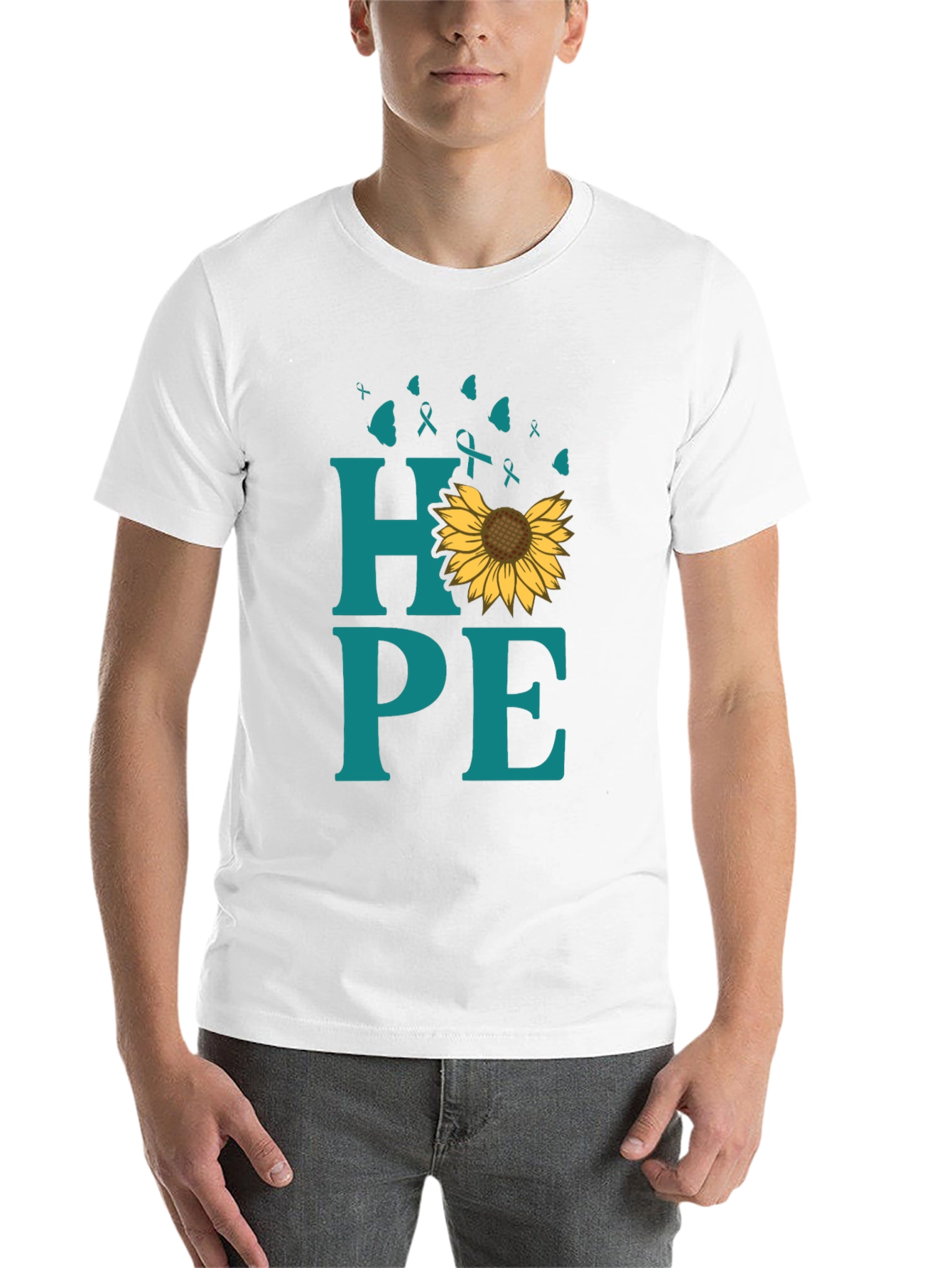 Black Hope Sunflower Ribbon Graphic T-Shirt view 14