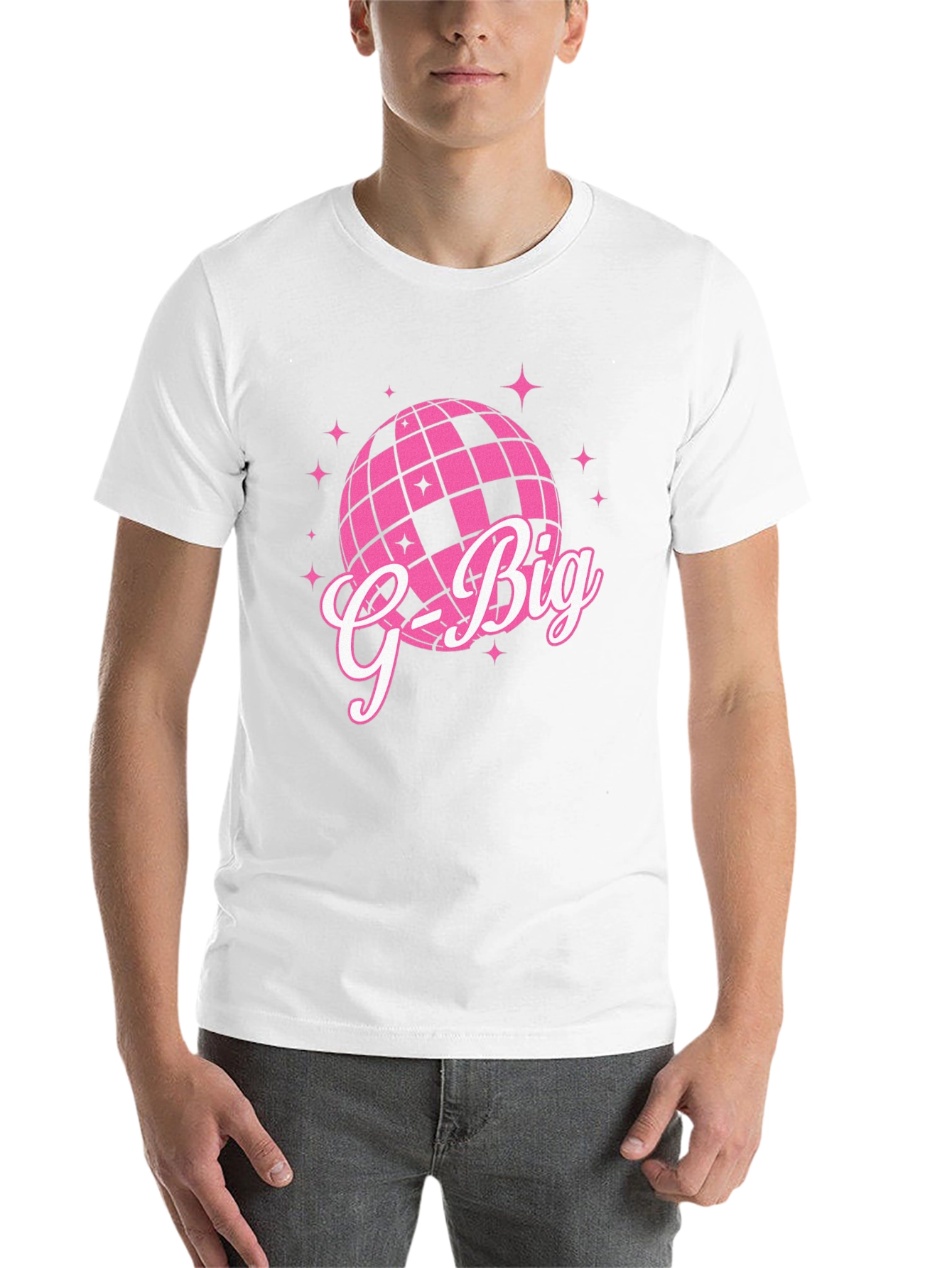 Black G-Big Pink Disco Ball Graphic T-Shirt view 14