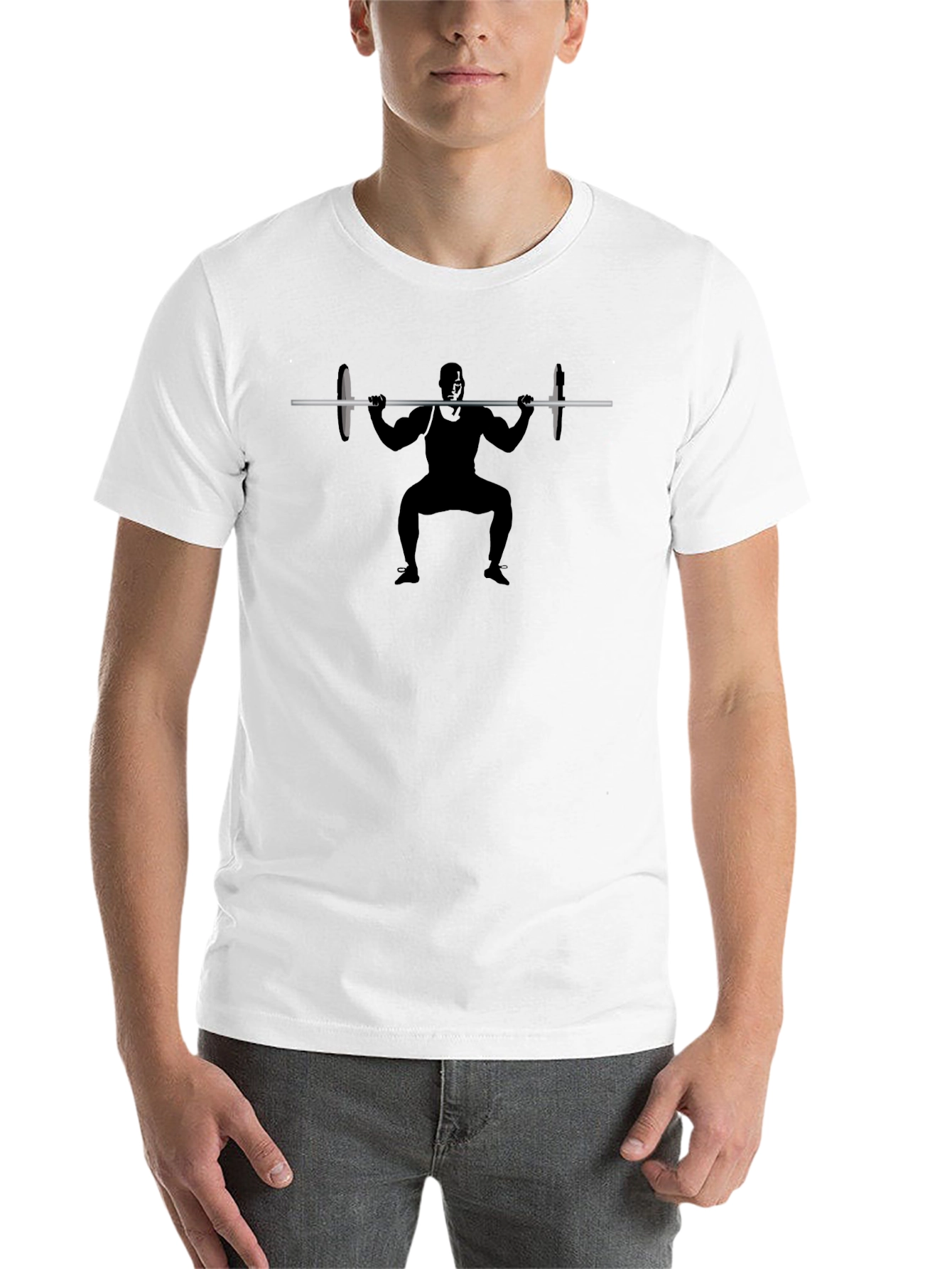 Black Weightlifter Silhouette Black T-Shirt view 14