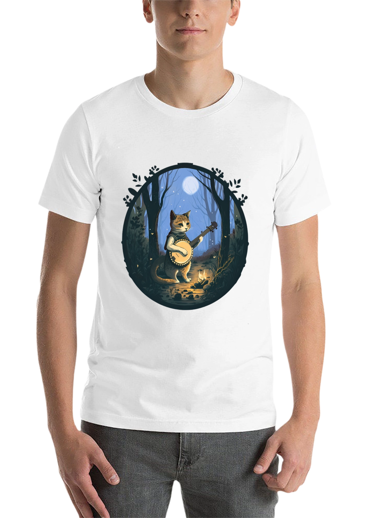 Black Cat Banjo Player Graphic Tee view 14