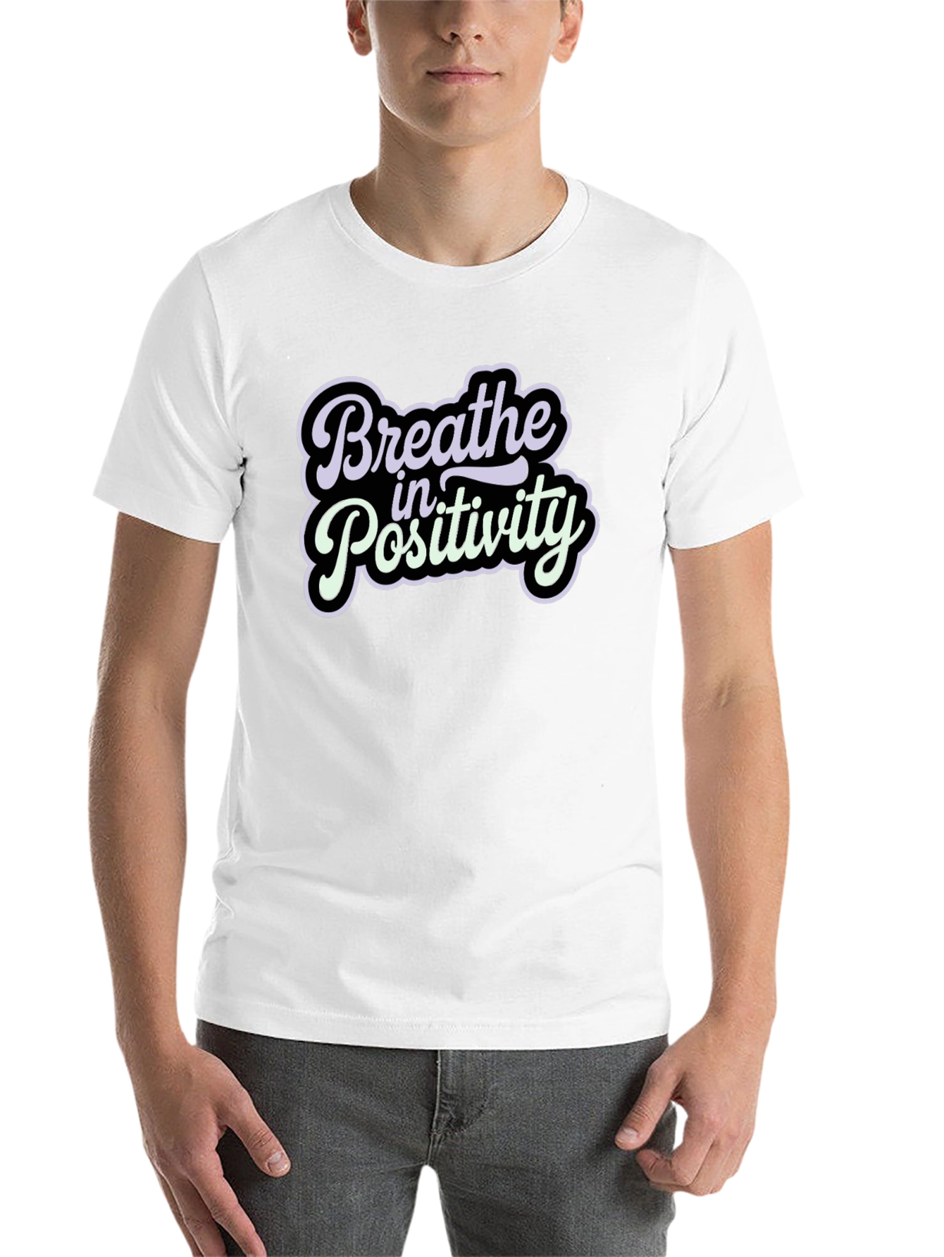 Black Breathe in Positivity Graphic T-Shirt view 14