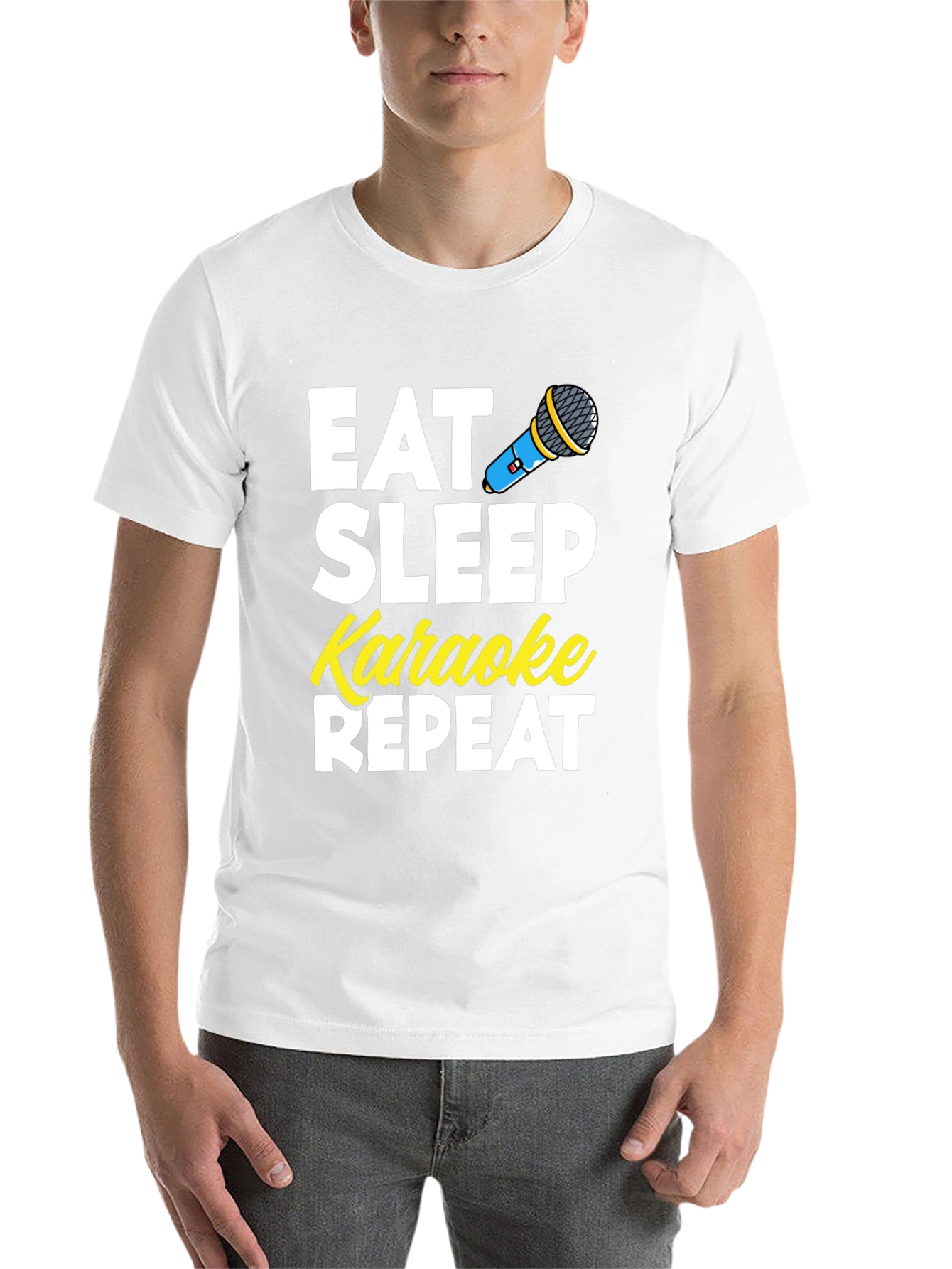 Black Eat Sleep Karaoke Repeat T-Shirt view 14