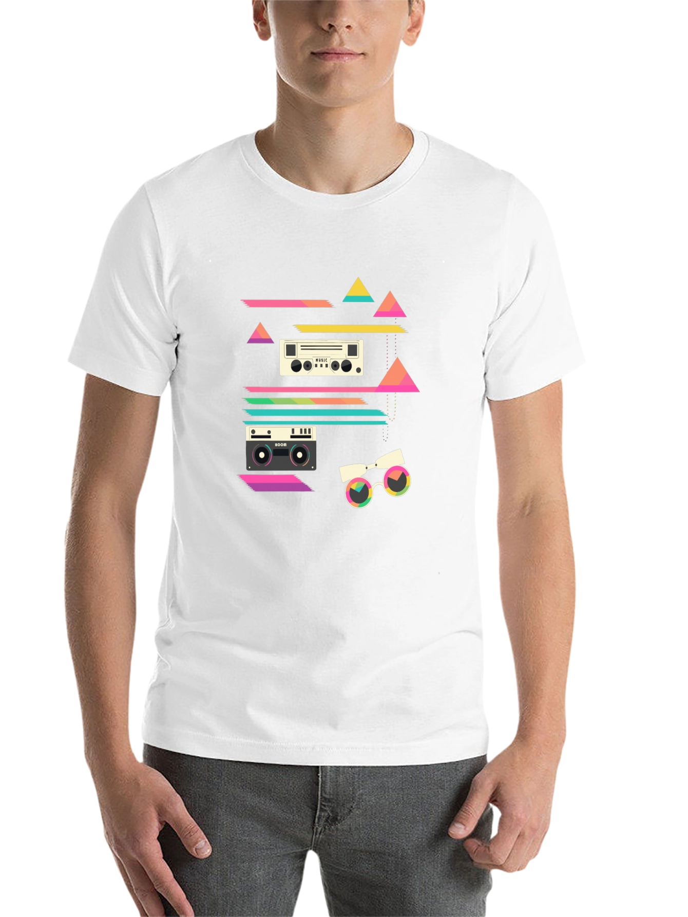 Black Retro Music Graphic T-Shirt - 80s Inspired Design view 14