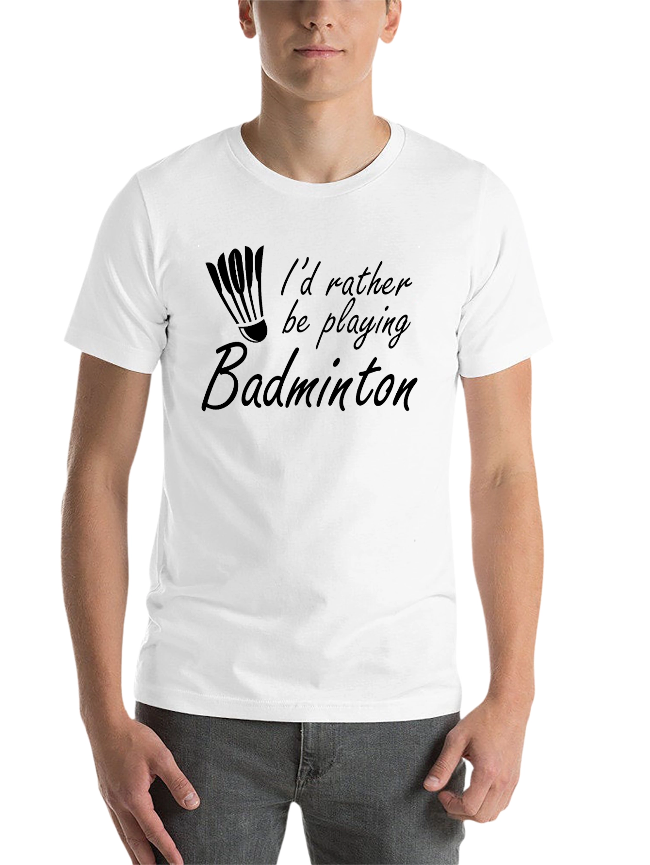 Black Badminton T-Shirt - I'd Rather Be Playing view 14