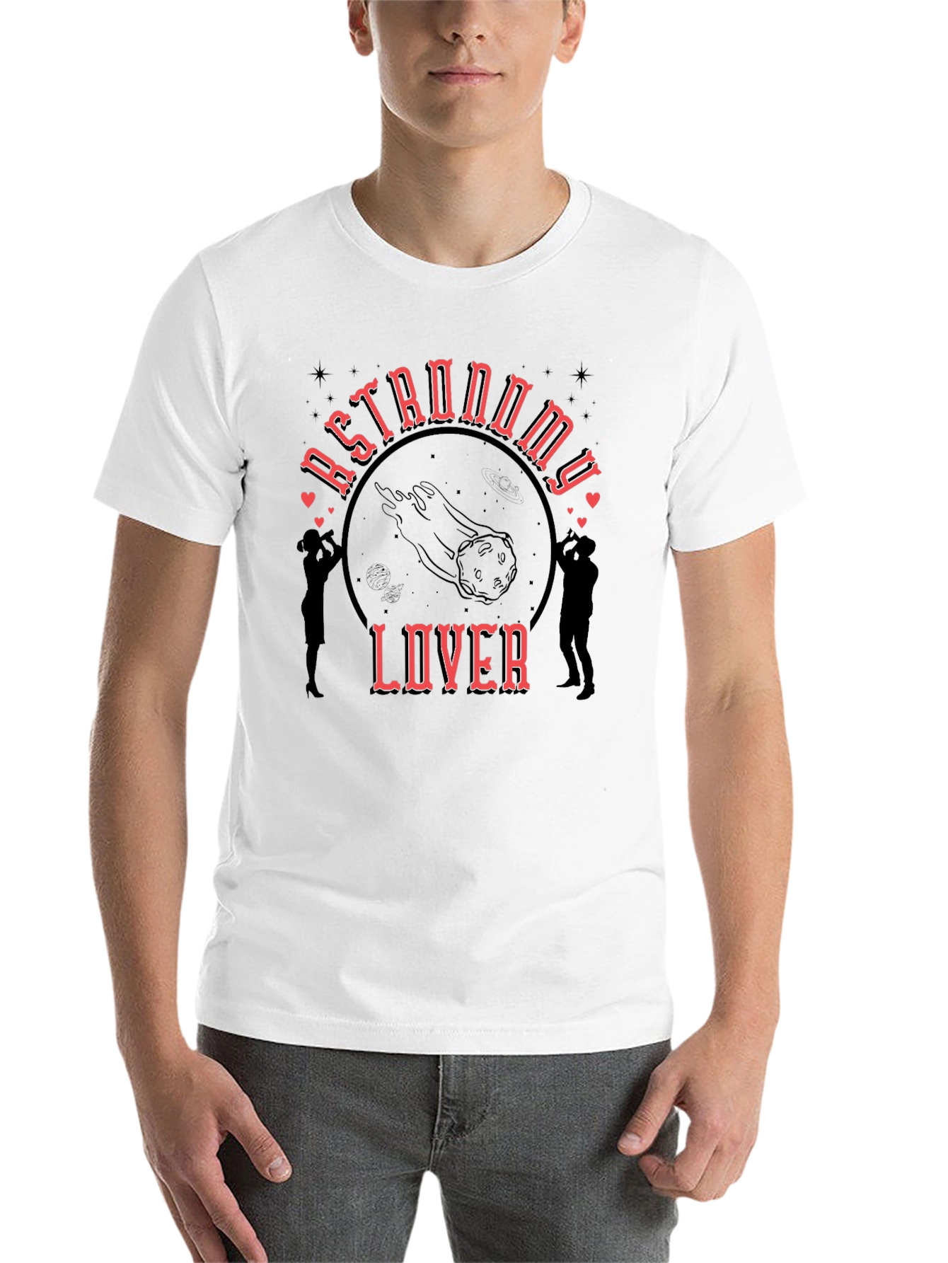 Black Astronomy Lover Graphic Tee - Black Cotton T-Shirt view 14