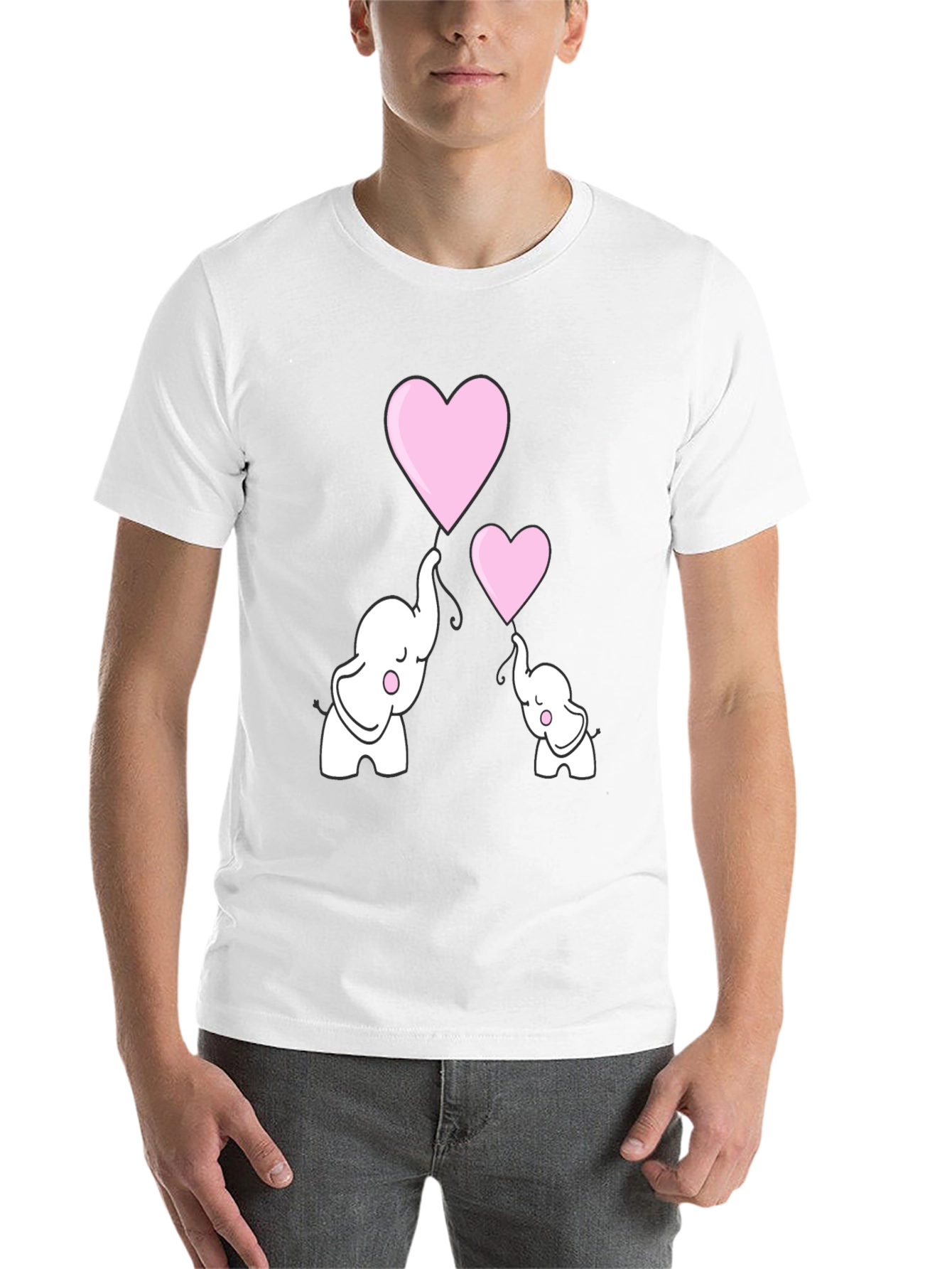Black Elephant Heart Balloons Graphic T-Shirt view 14
