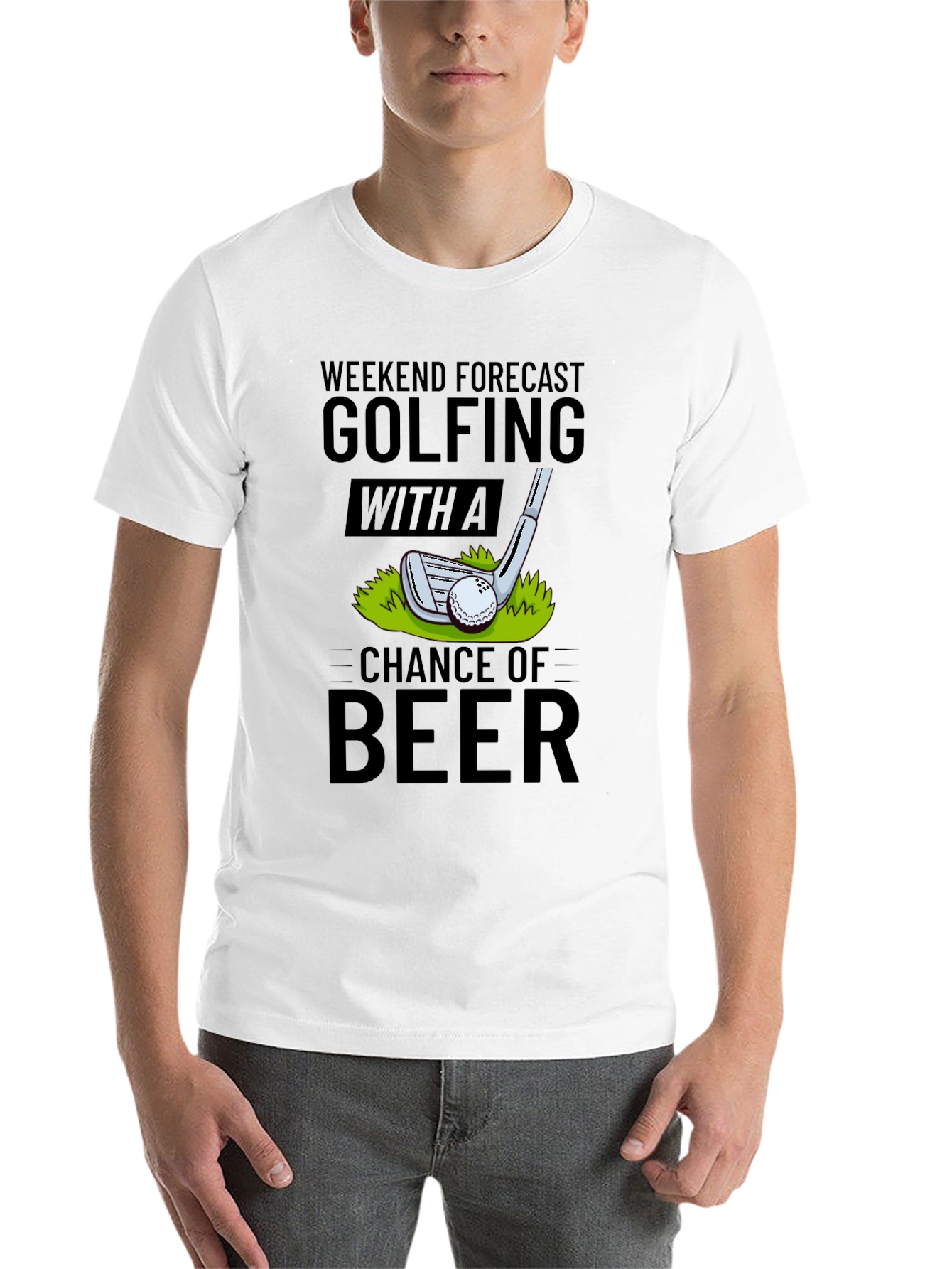 Black Golfing & Beer Forecast T-Shirt view 14