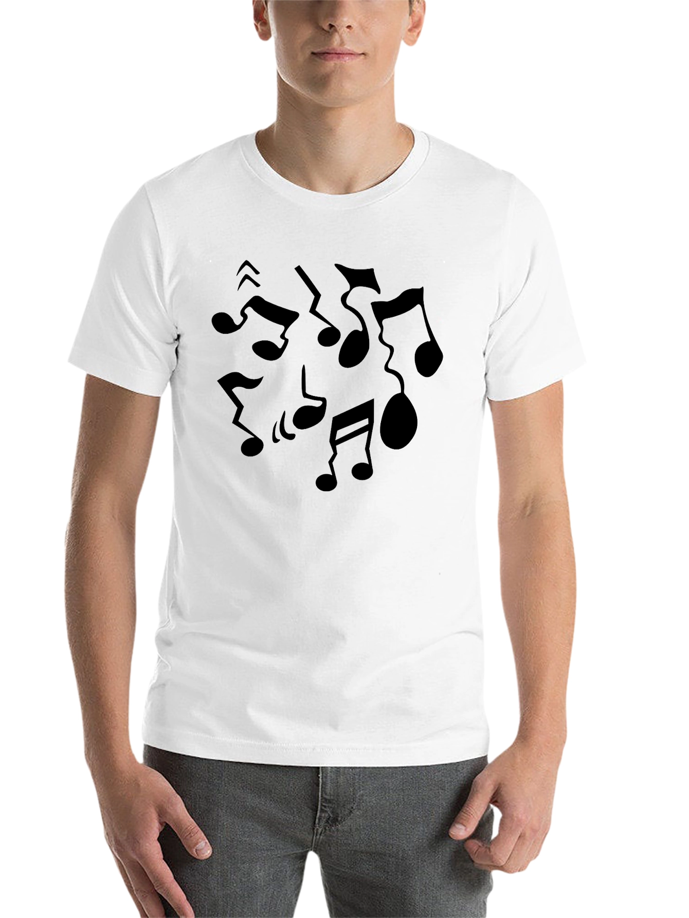 Black Musical Notes Graphic Tee - Black Cotton T-Shirt view 14