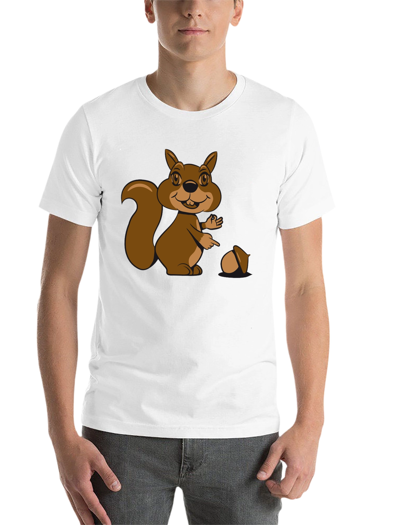 Black Cartoon Squirrel Graphic T-Shirt - Black Cotton Tee view 14