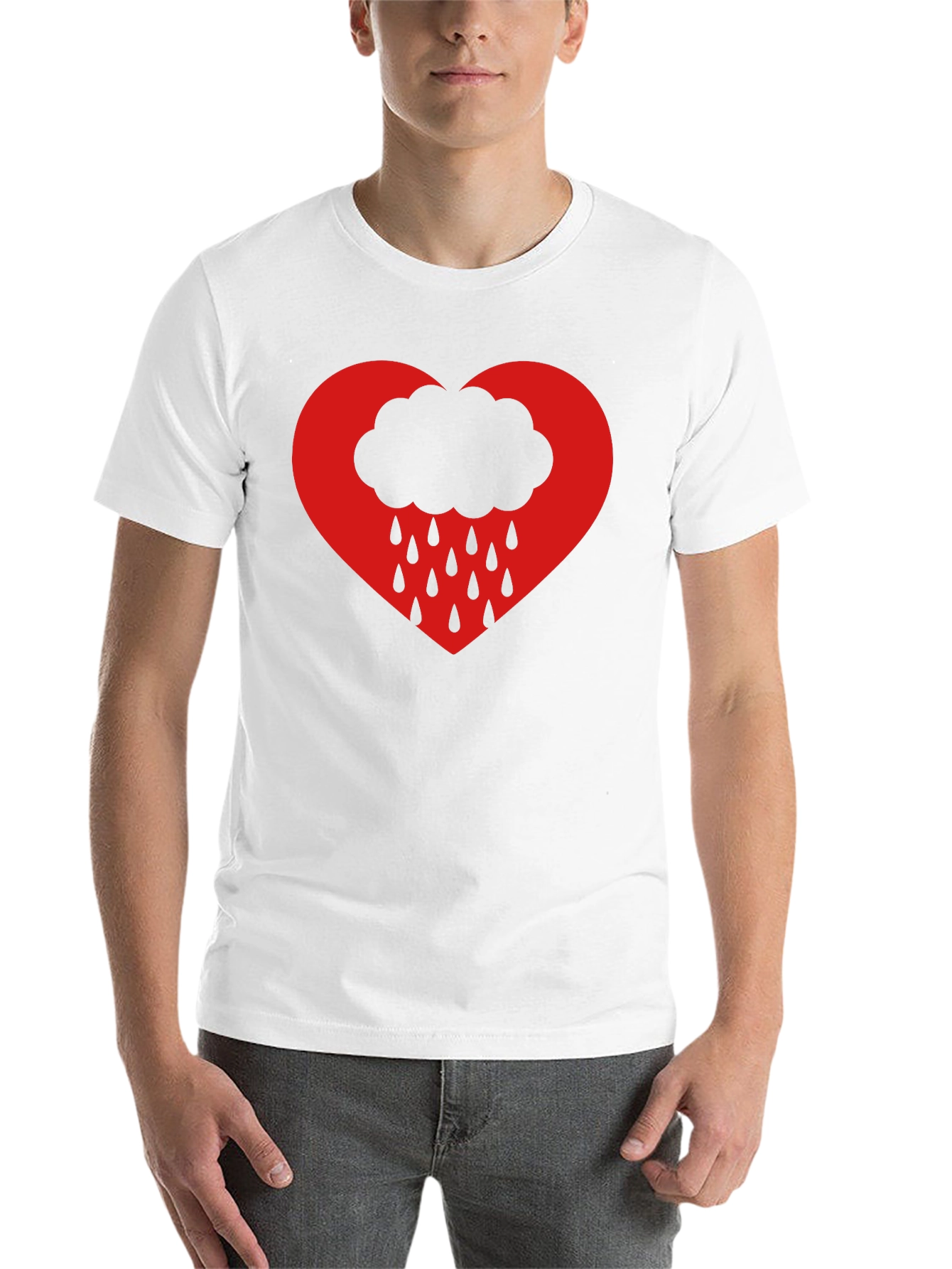Black Heart Cloud Rain T-Shirt - Black view 14
