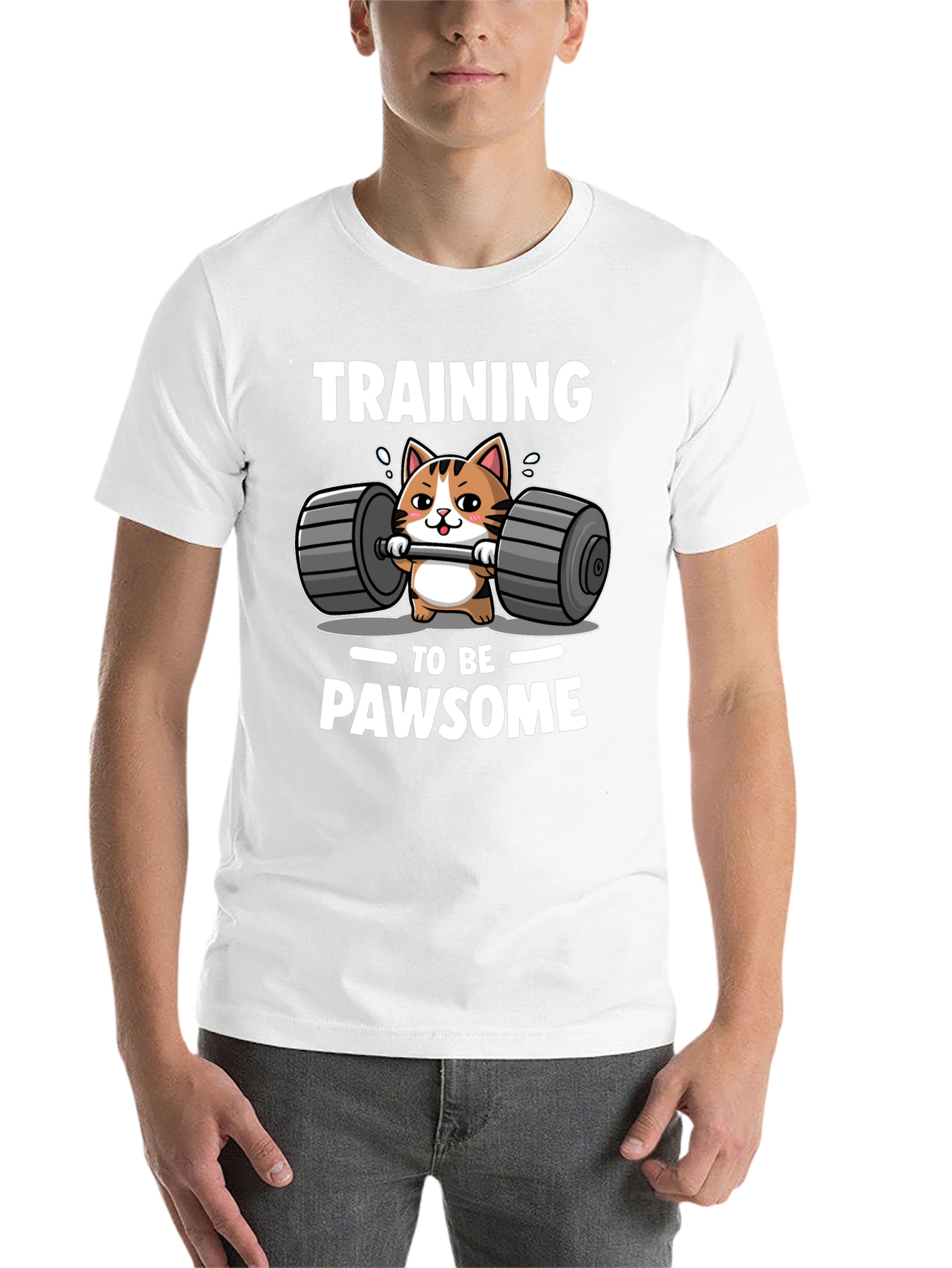 Black Training to be PAWSOME Cat Workout T-Shirt view 14