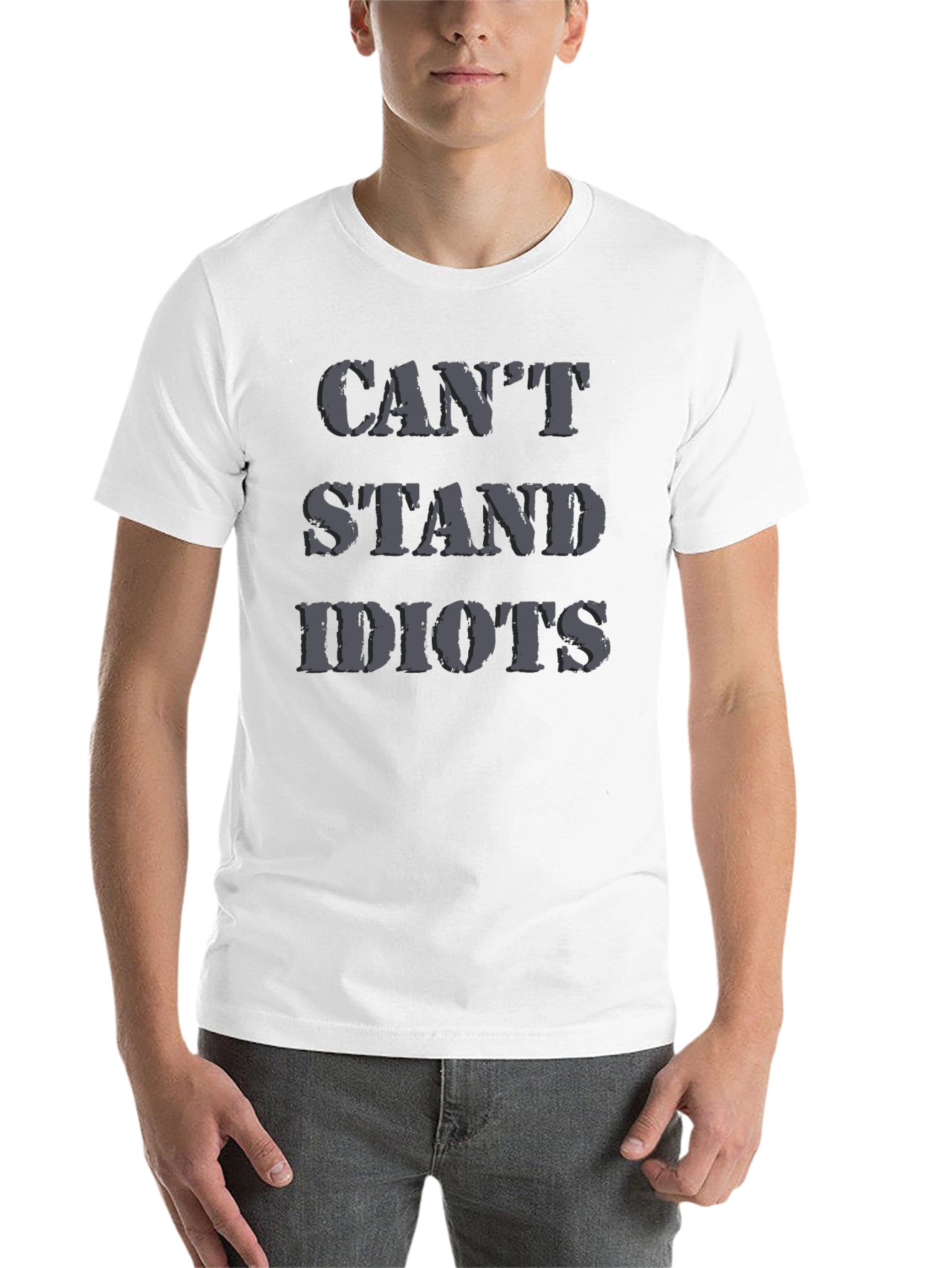 Black Can't Stand Idiots Black Graphic T-Shirt view 14