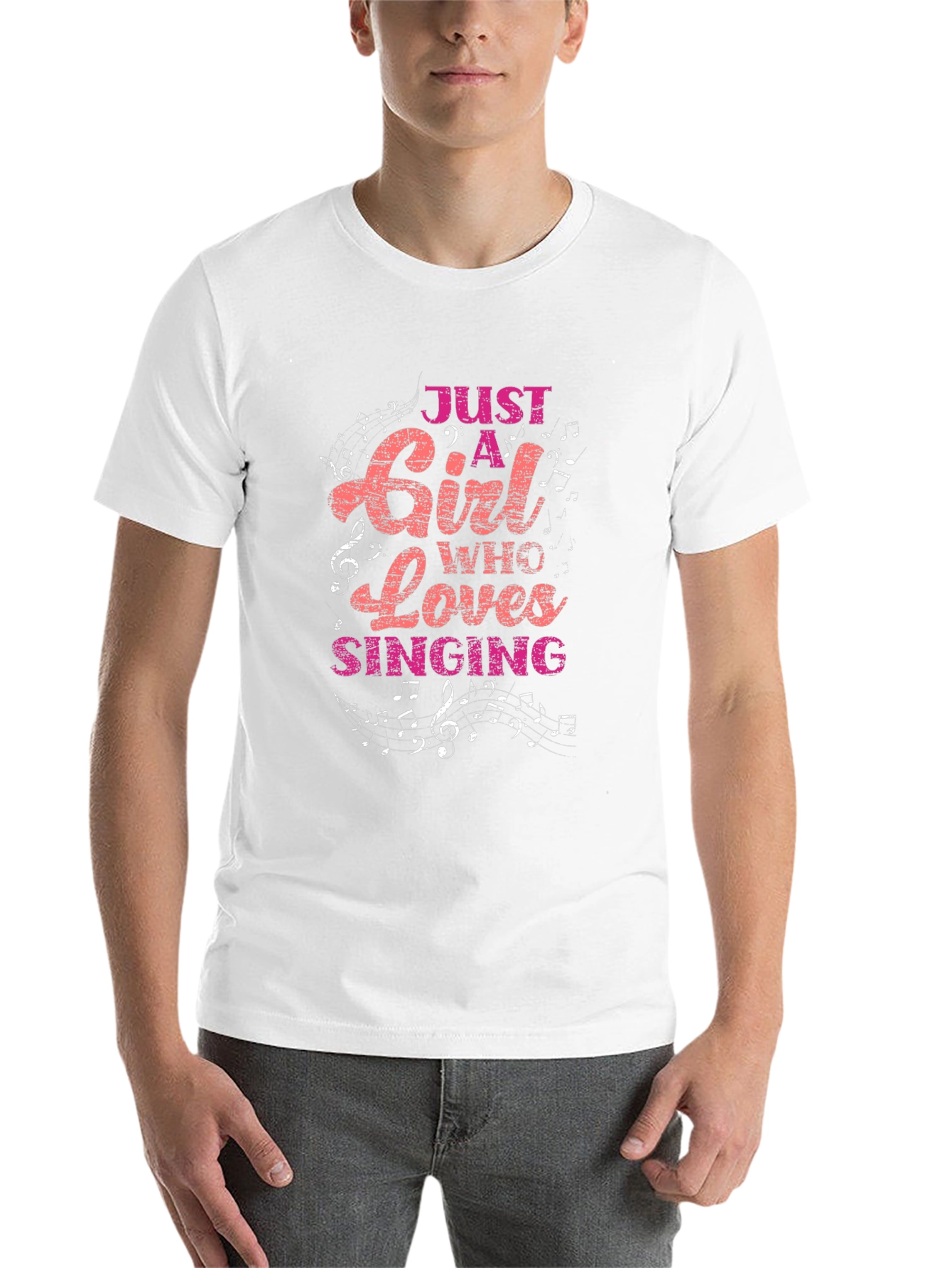 Black Just A Girl Who Loves Singing T-Shirt view 14
