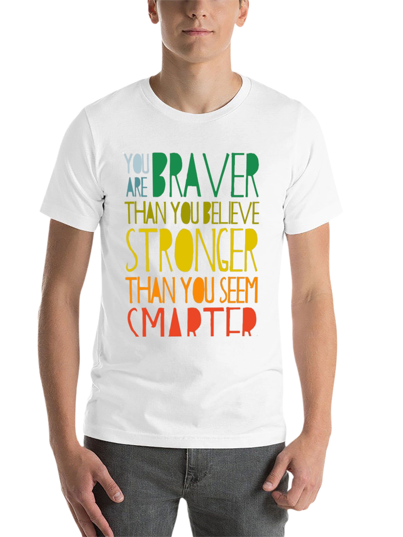Black Inspirational Braver Stronger Smarter Graphic T-Shirt view 14