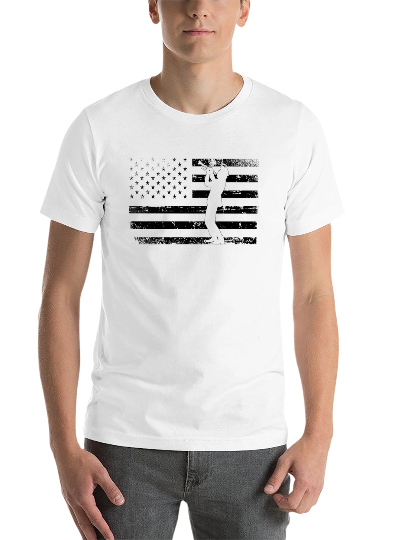 Black American Flag Golfer Graphic Tee - Black view 14