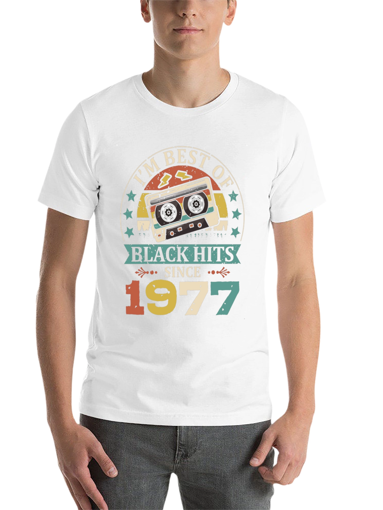 Black I'm Best of Black Hits Since 1977 Cassette Tape T-Shirt view 14