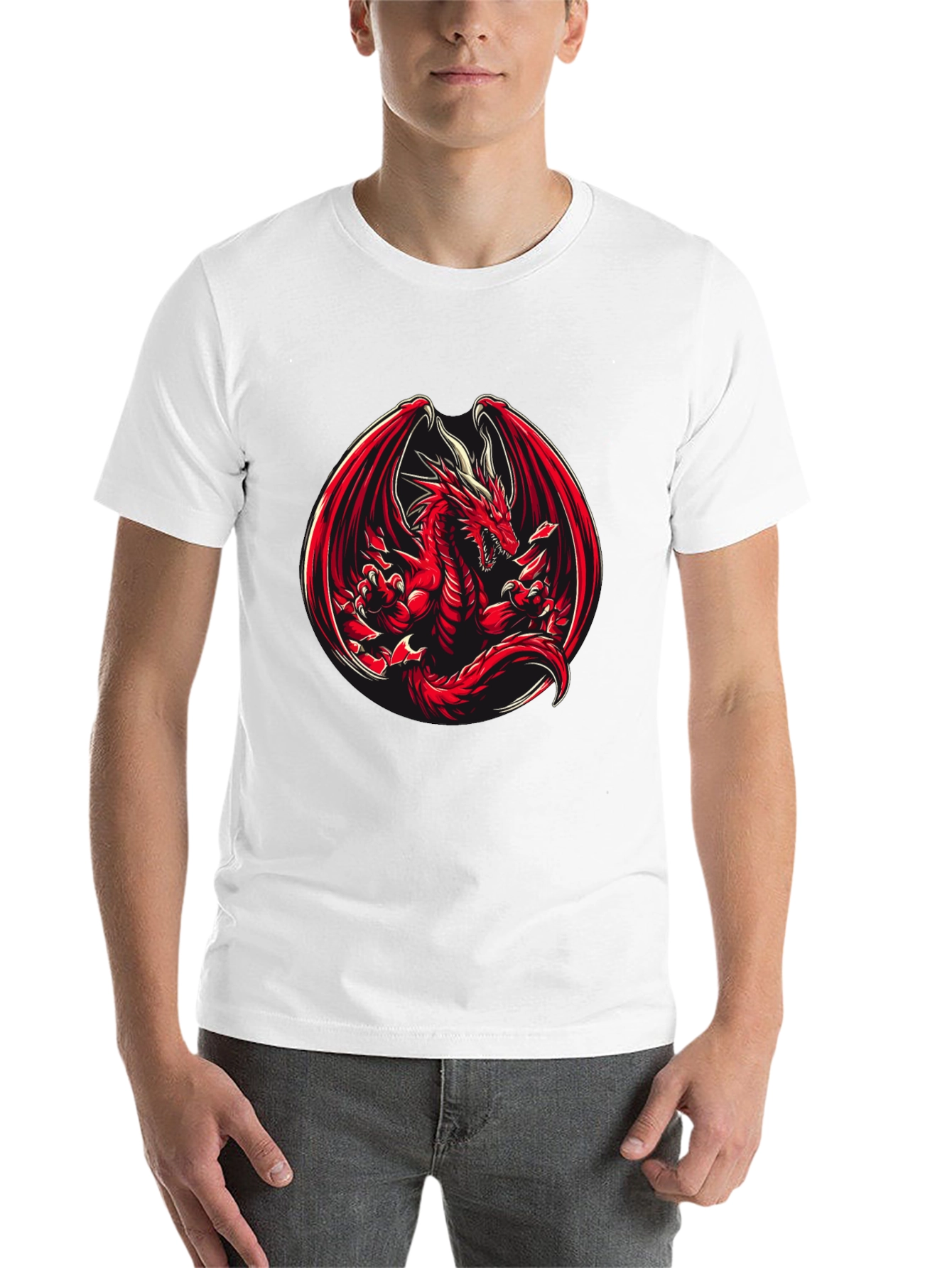 Black Red Dragon Graphic T-Shirt view 14