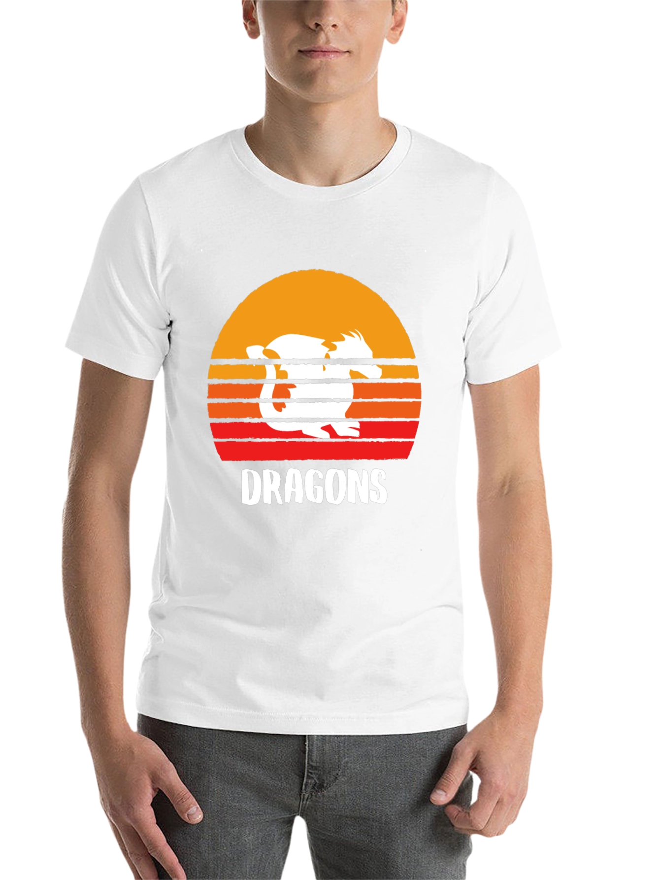 Retro Dragons Sunset Graphic T-Shirt - 14