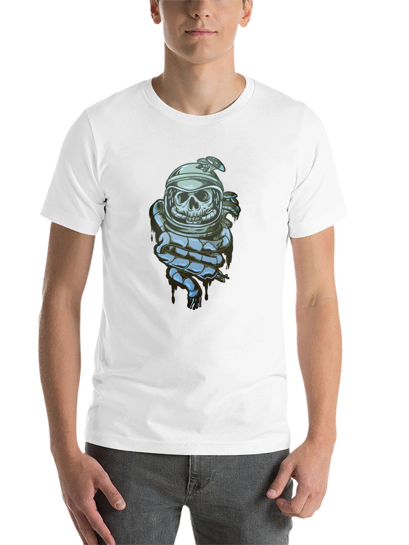 Black Skull Astronaut Graphic Tee - Premium Cotton Blend view 14