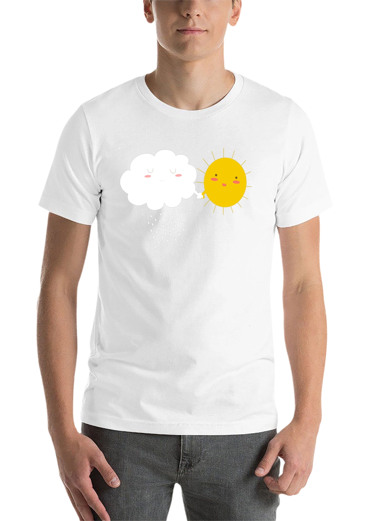 Black Cute Sun and Cloud Graphic Tee view 14