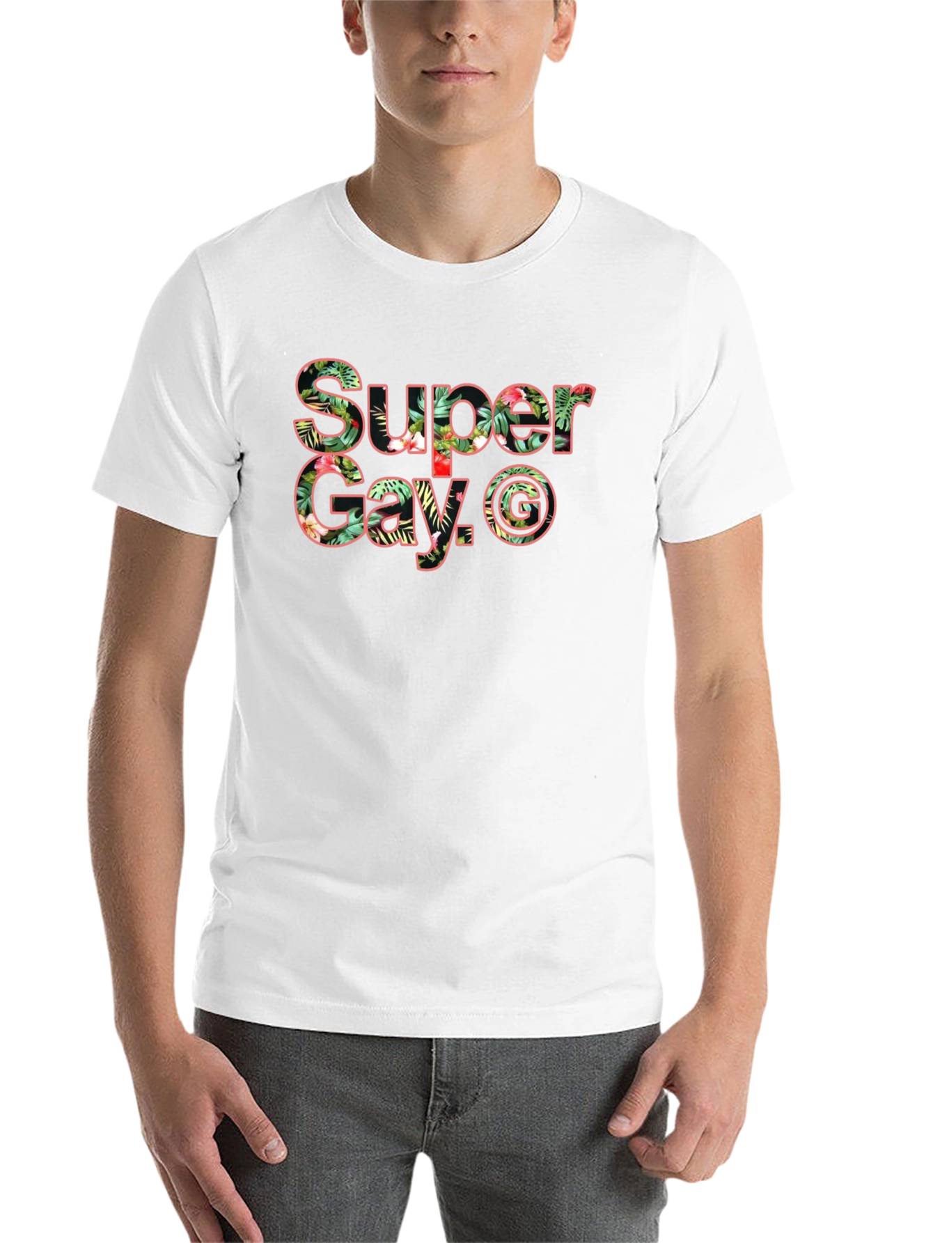 Black Super Gay Black T-Shirt With Floral Lettering view 14