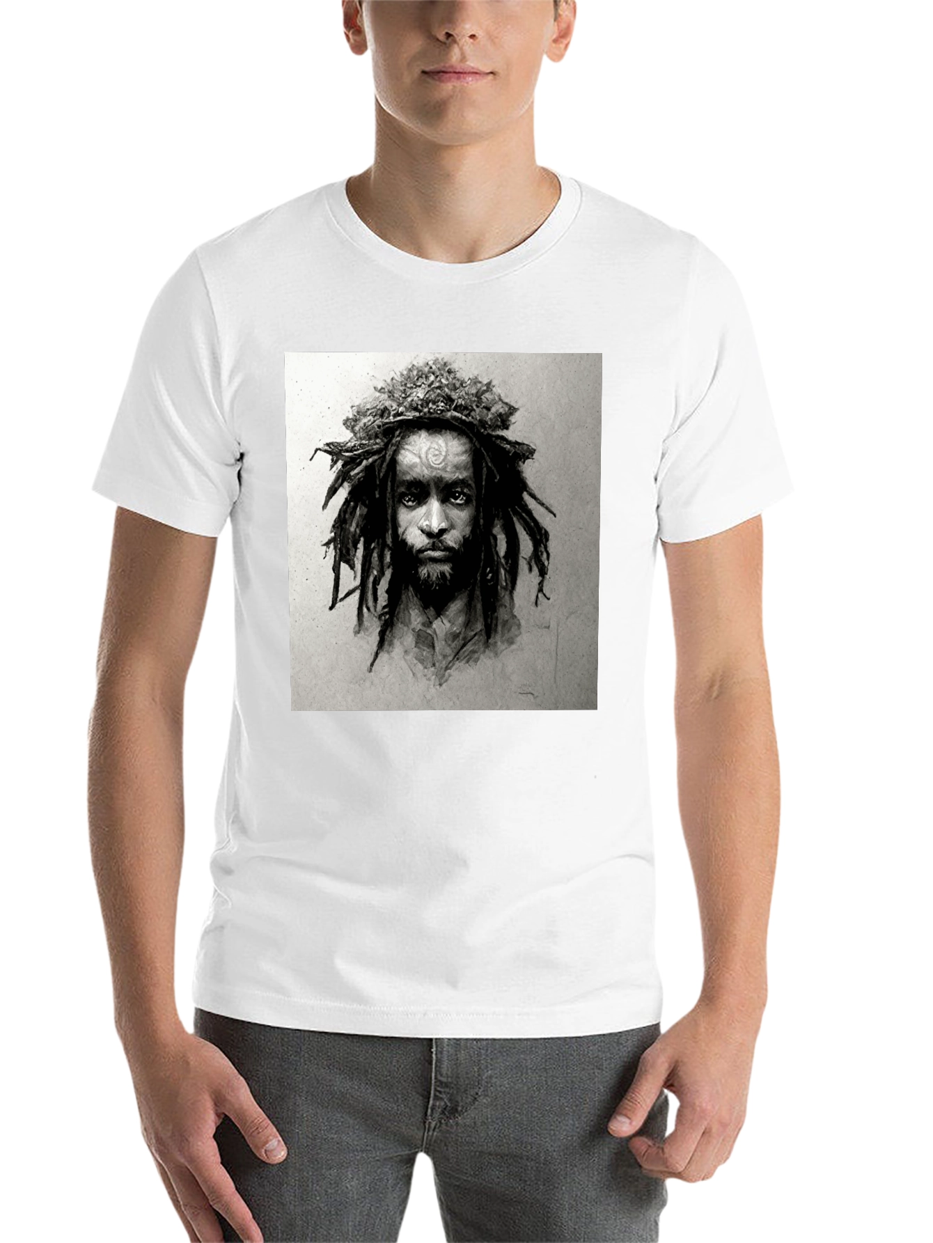 Black Rasta Man Graphic Print Black T-Shirt view 14