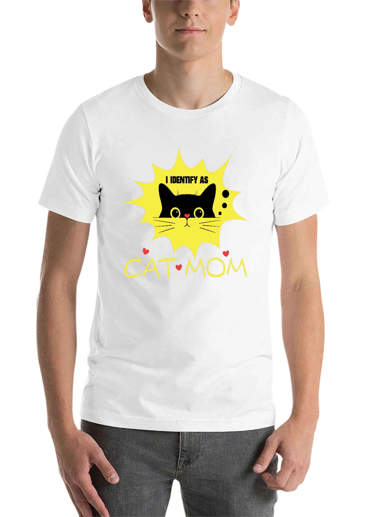 Black I Identify As Cat Mom T-Shirt view 14
