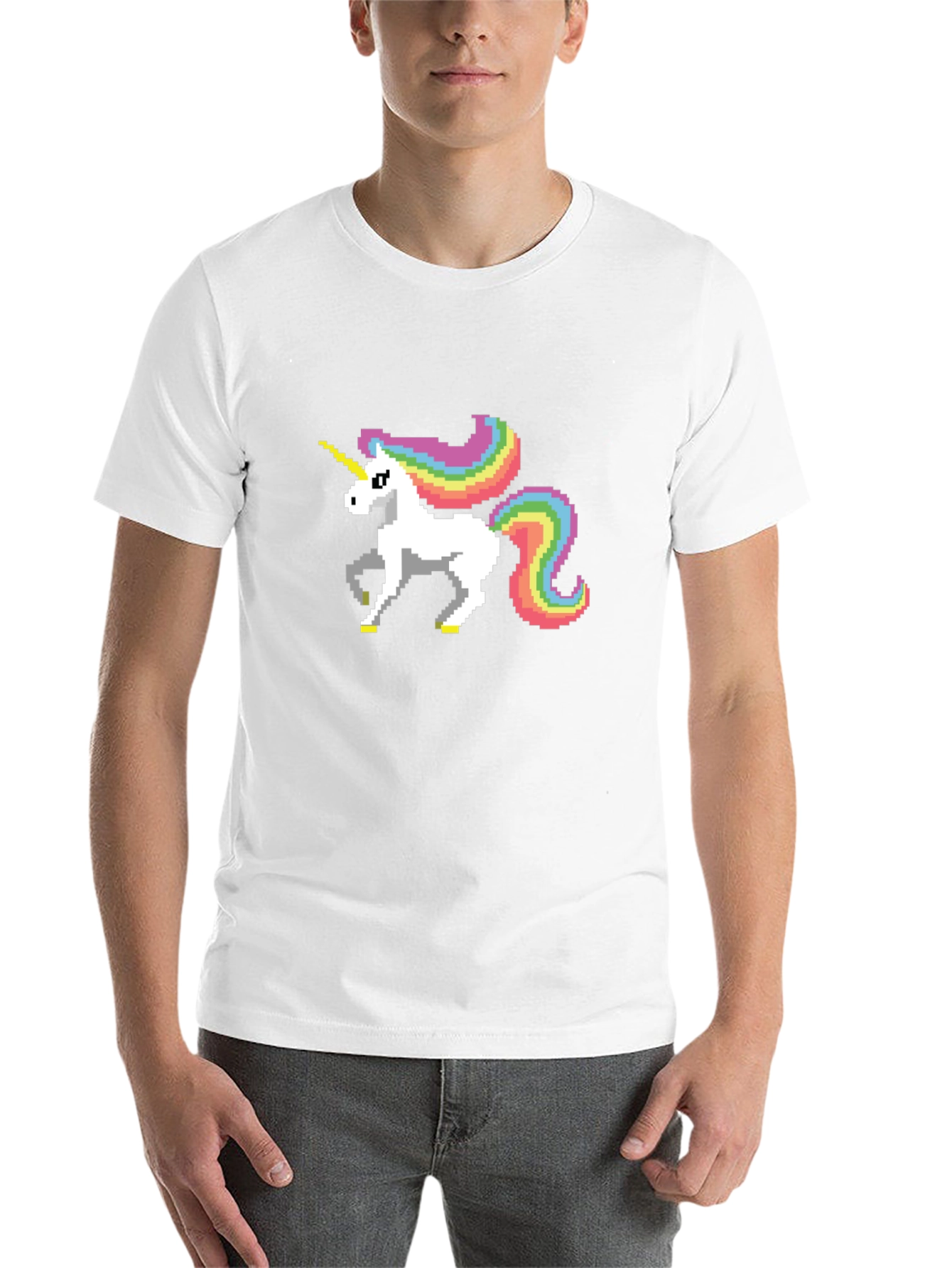 Black Pixel Unicorn Graphic Tee - Black Cotton Shirt view 14