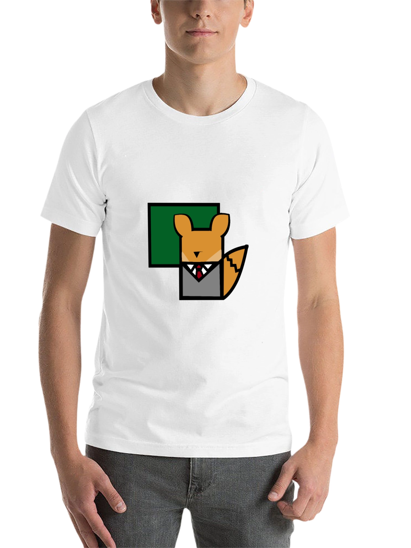 Black Geometric Fox T-Shirt - Cool Animal Design view 14
