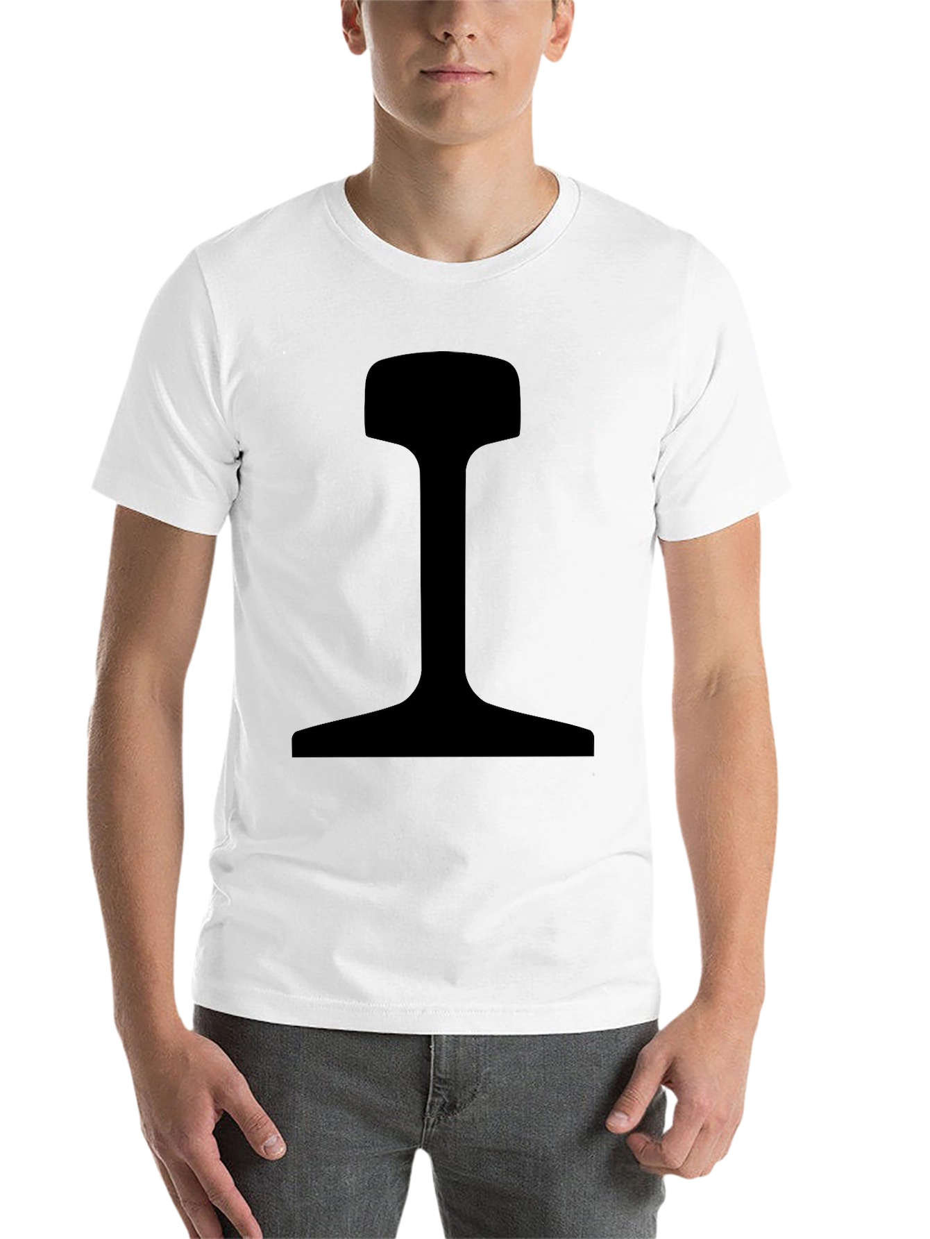 Black Men's Black T-Shirt with Rail Profile Graphic view 14