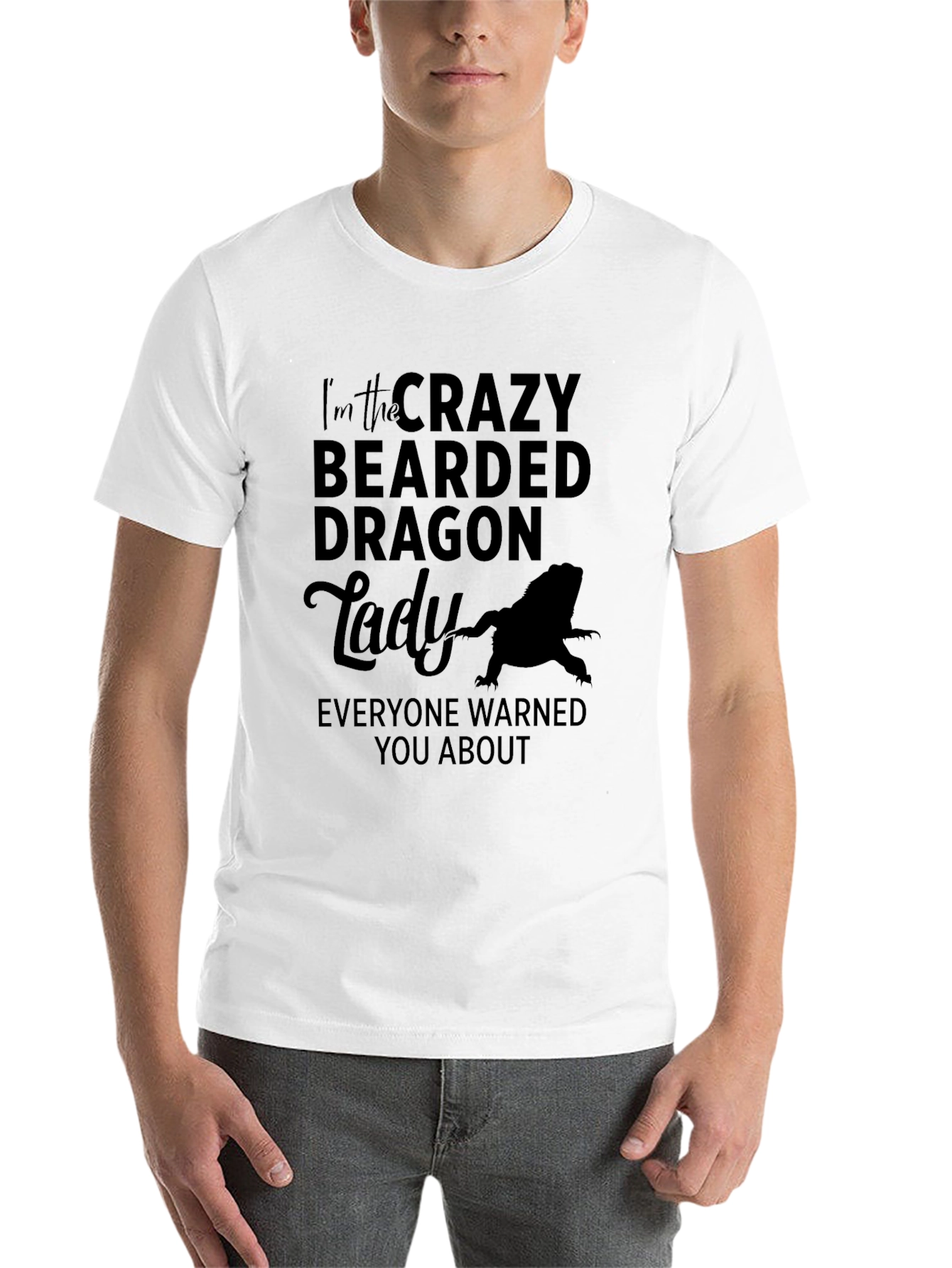 Black Crazy Bearded Dragon Lady Graphic T-Shirt view 14
