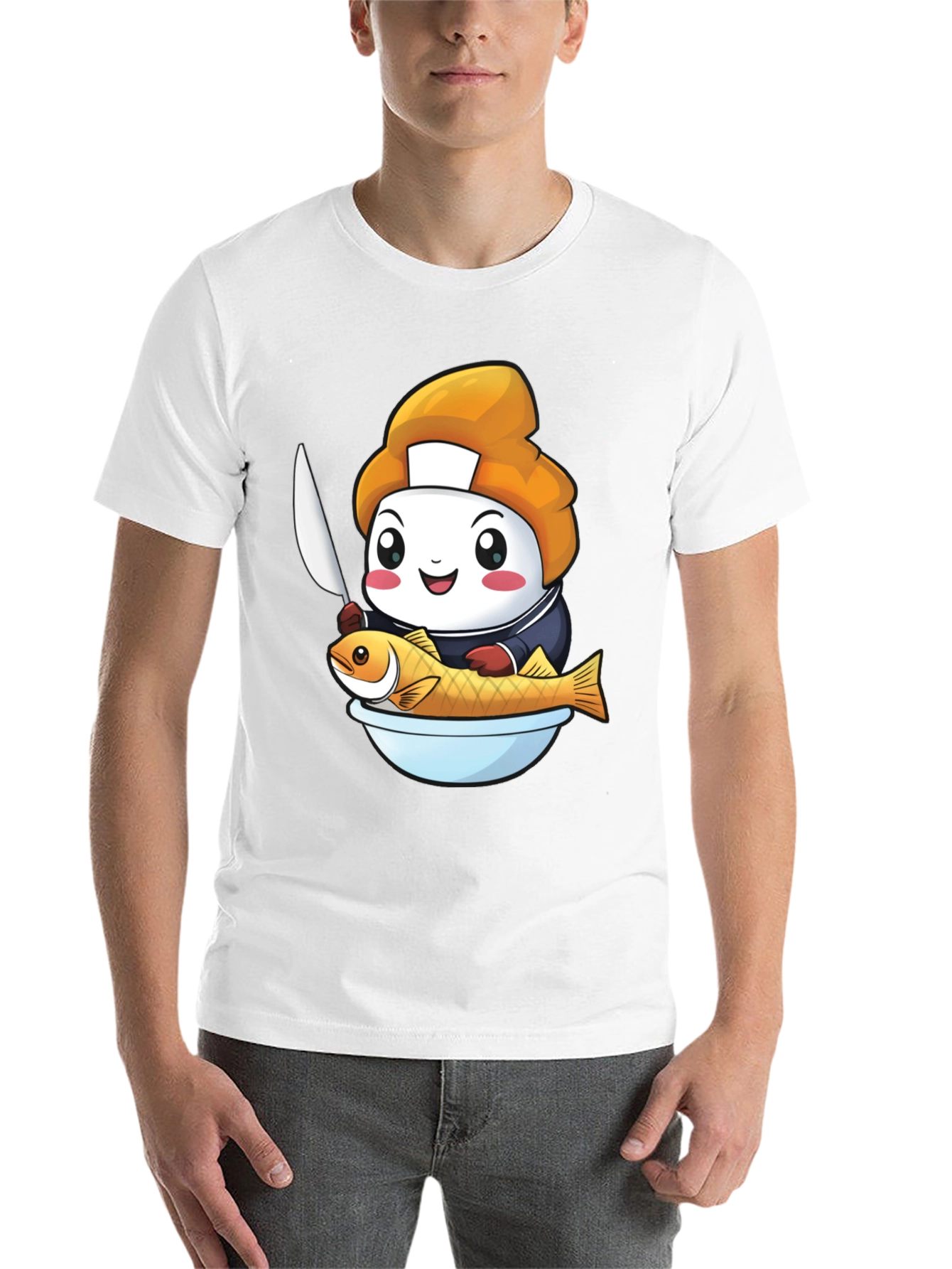 Black Sushi Chef Fish T-Shirt: Cute Culinary Design view 14