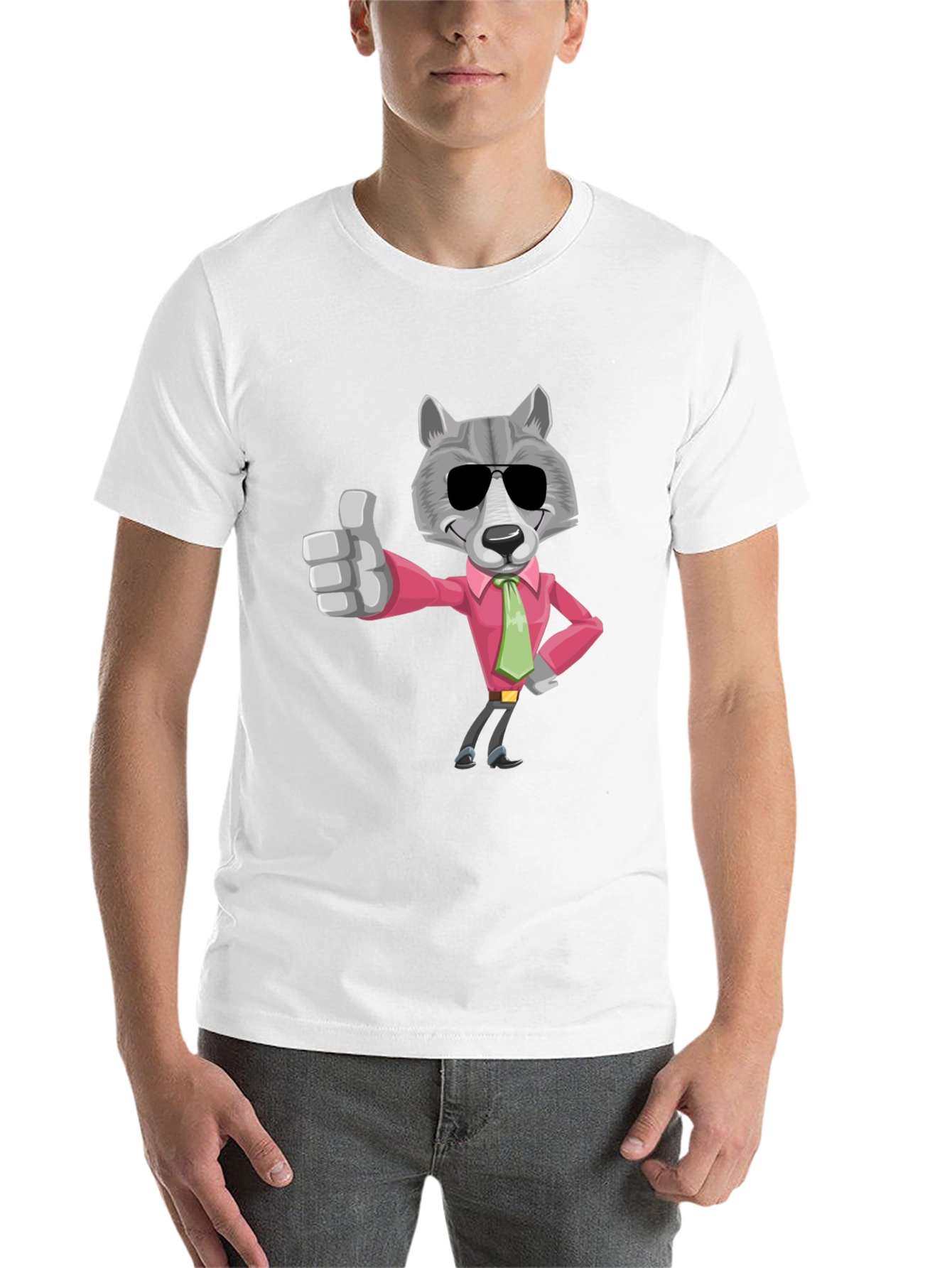Black Cool Wolf Graphic Tee - Black Cotton T-Shirt view 14