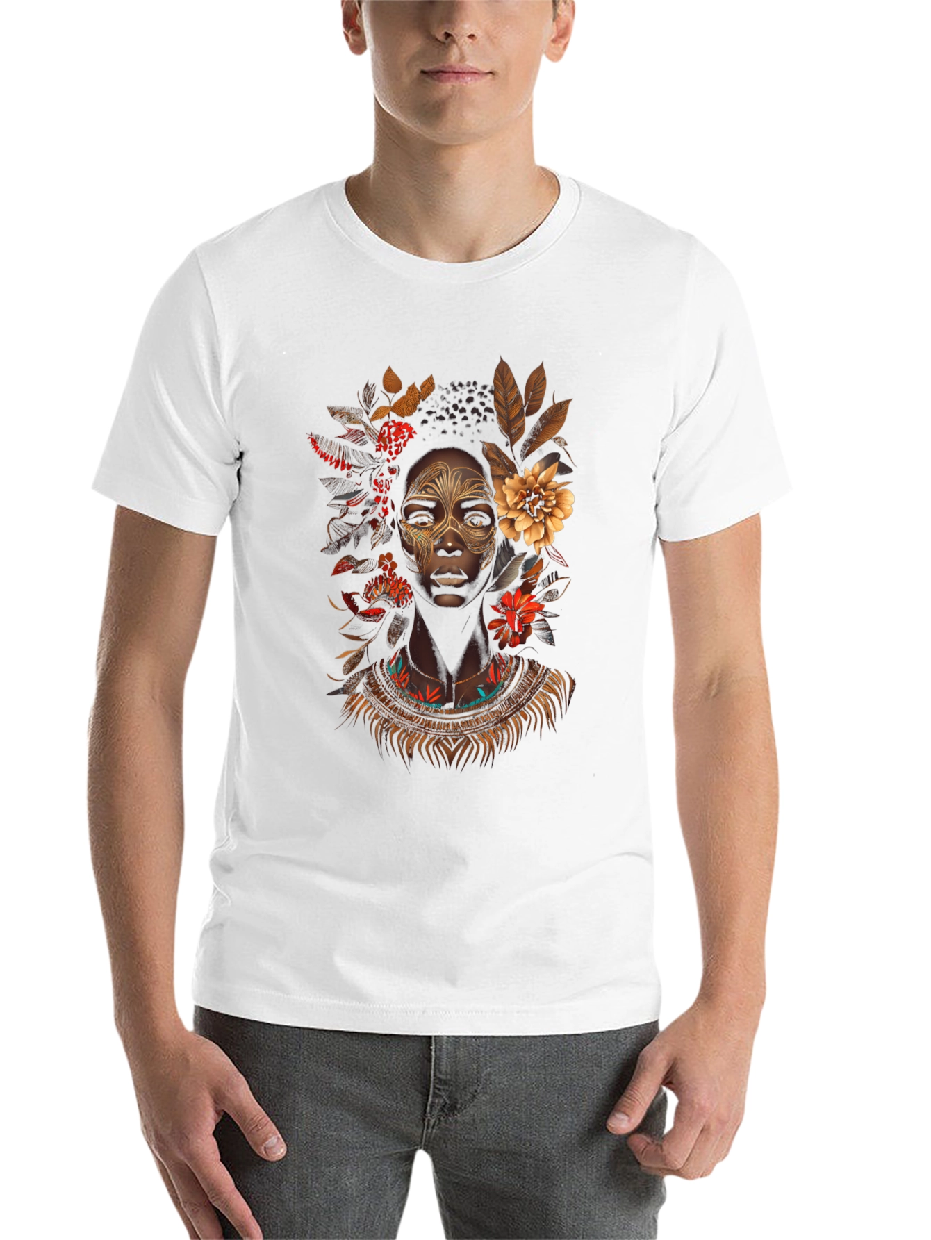 Black Floral Afro-centric Graphic T-Shirt view 14