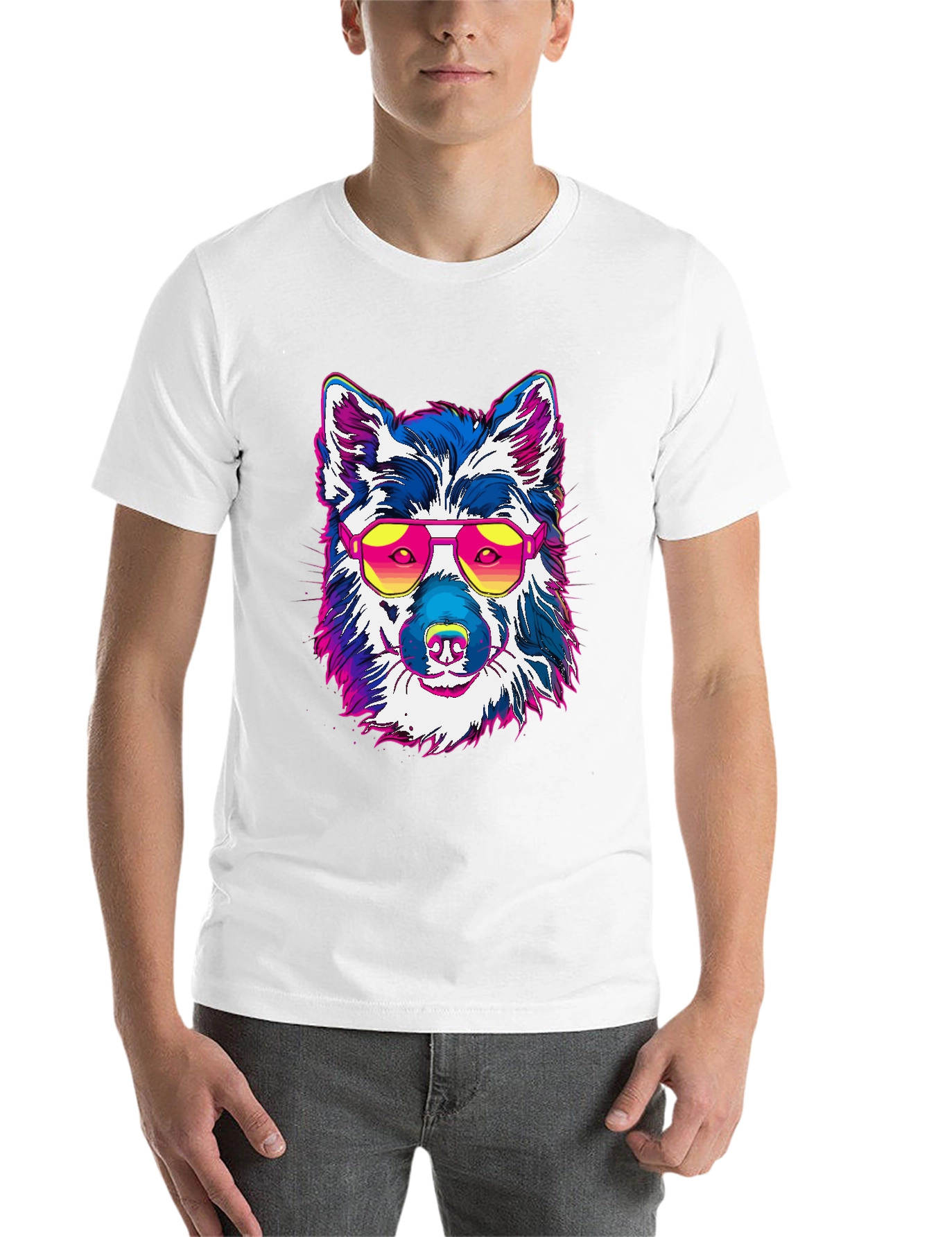 Black Cool Dog Graphic Tee - Retro Style view 14