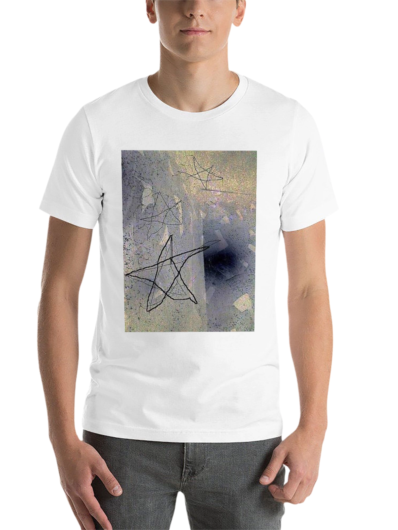 Black Abstract Star Graphic Black T-Shirt view 14