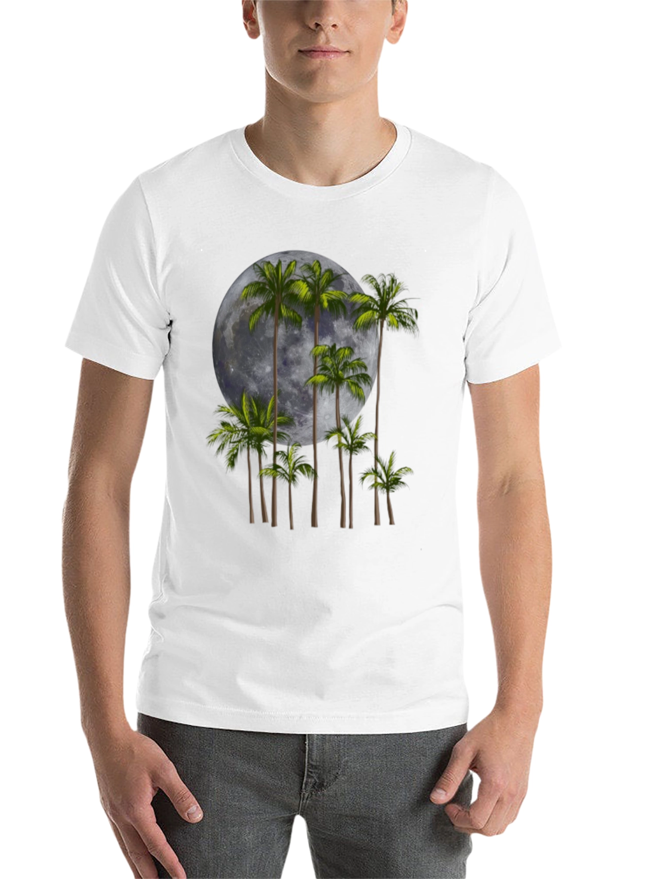 Black Palm Trees & Moon Graphic Tee - Black view 14