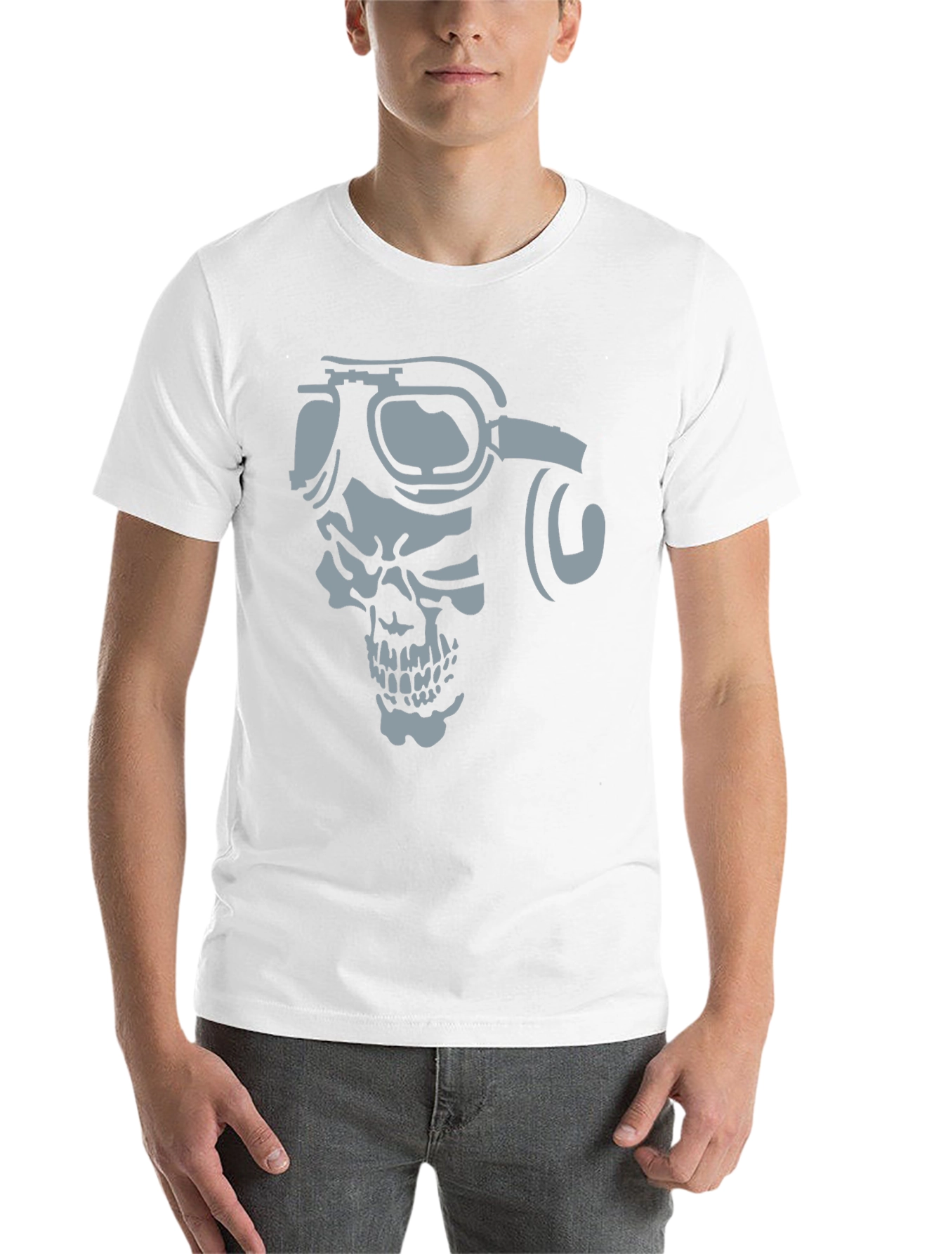 Black Skull Pilot Graphic T-Shirt - Men's Black Tee view 14