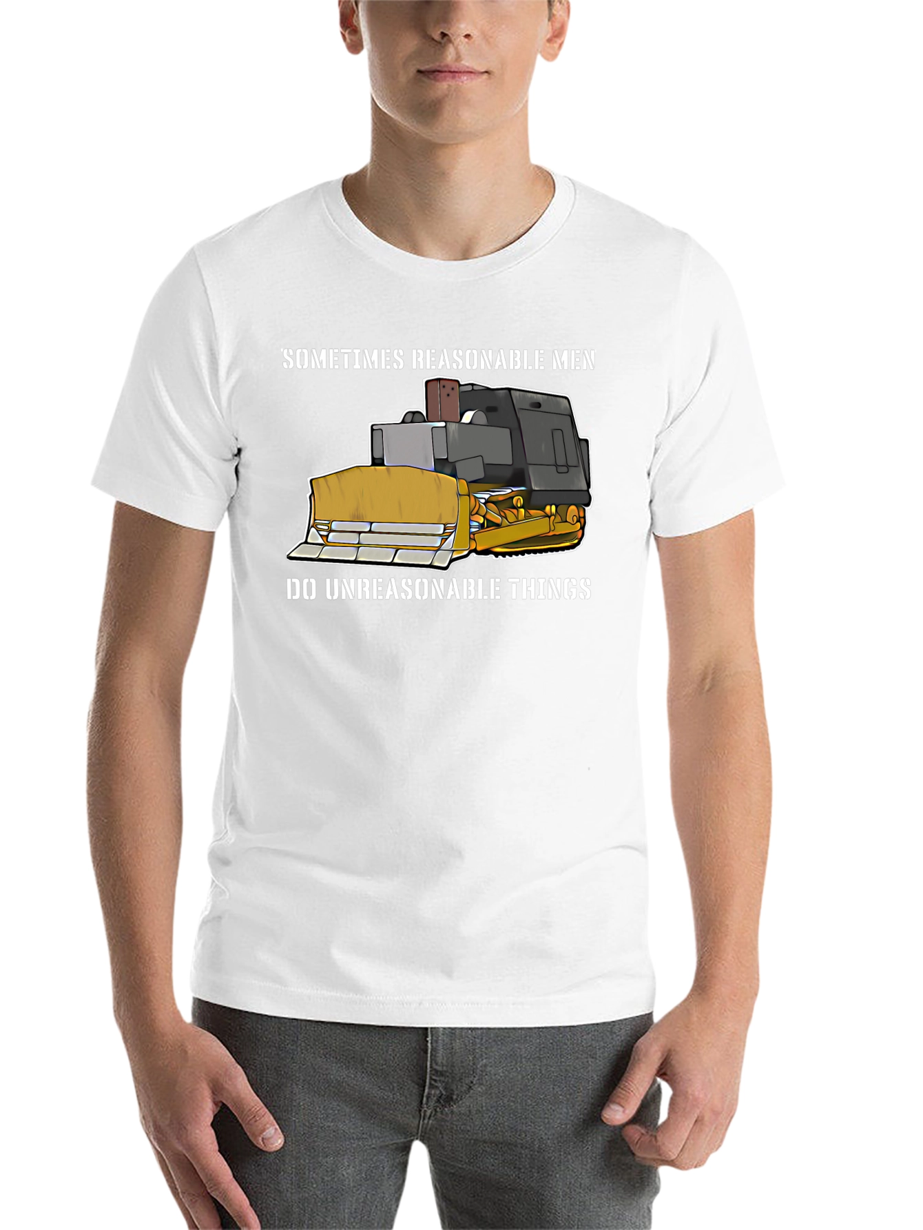Black Reasonable Men Bulldozer T-Shirt view 14